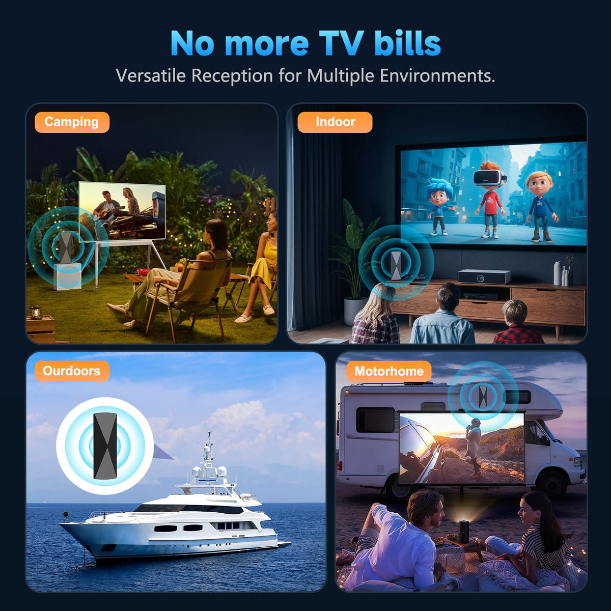 Antena de TV Digital 2026 Alta Ganancia y Largo Alcance Compatible 4K 1080P para Interiores