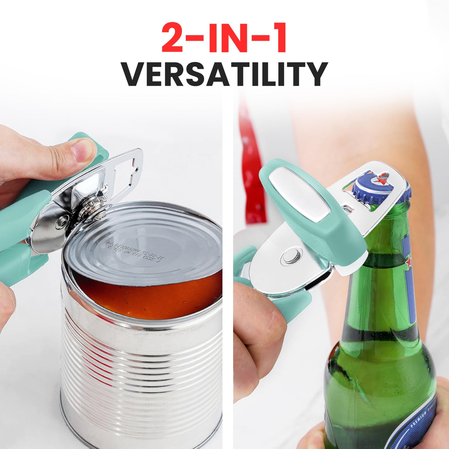 Abrelatas Manuel Zulay Kitchen Acero Inoxidable Grande con Rueda de Corte Suave y Abridor de Botellas Integrado