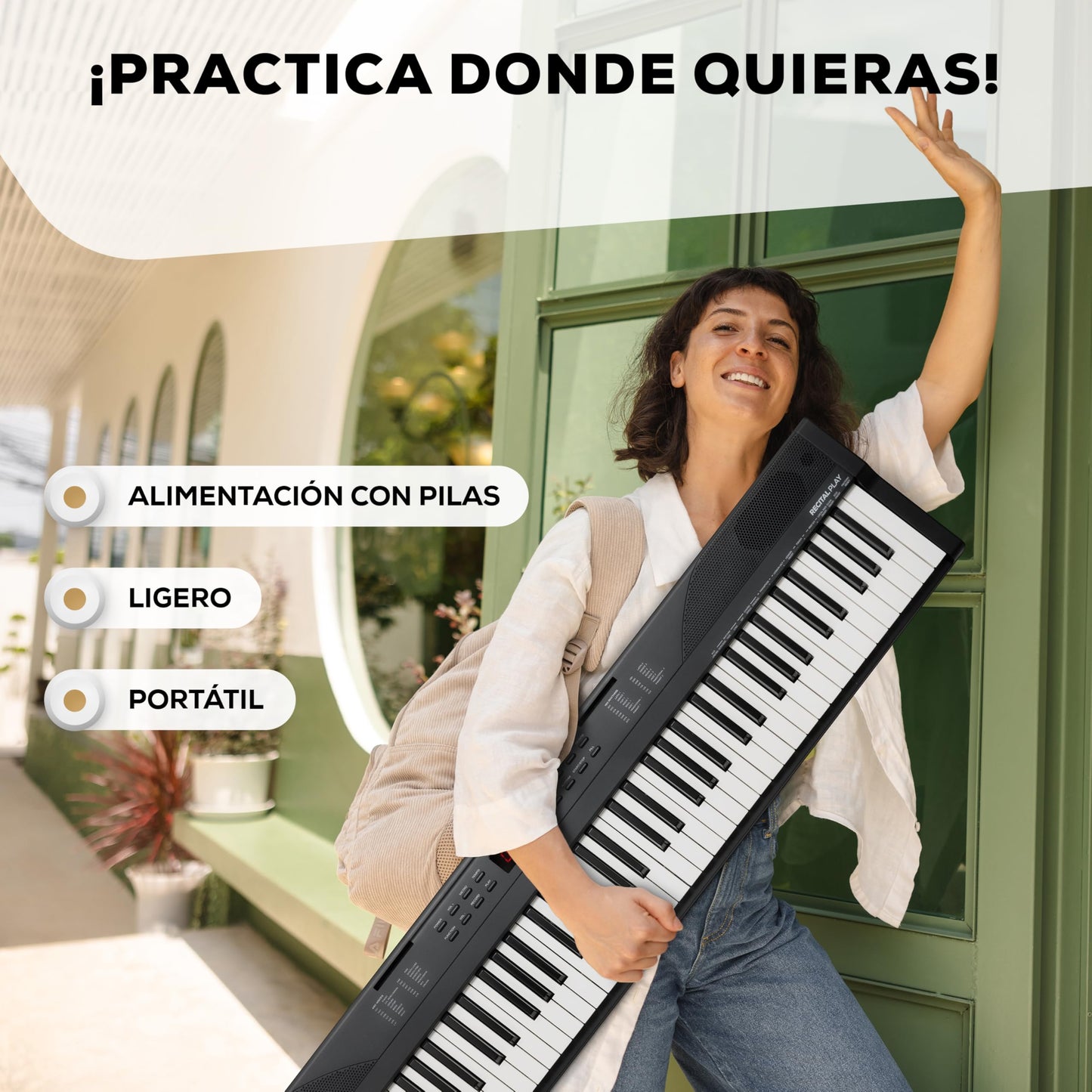 Alesis Teclado piano con 88 teclas y 480 sonidos, altavoces, MIDI USB, atril, adaptador de corriente y lecciones de piano para principiantes
