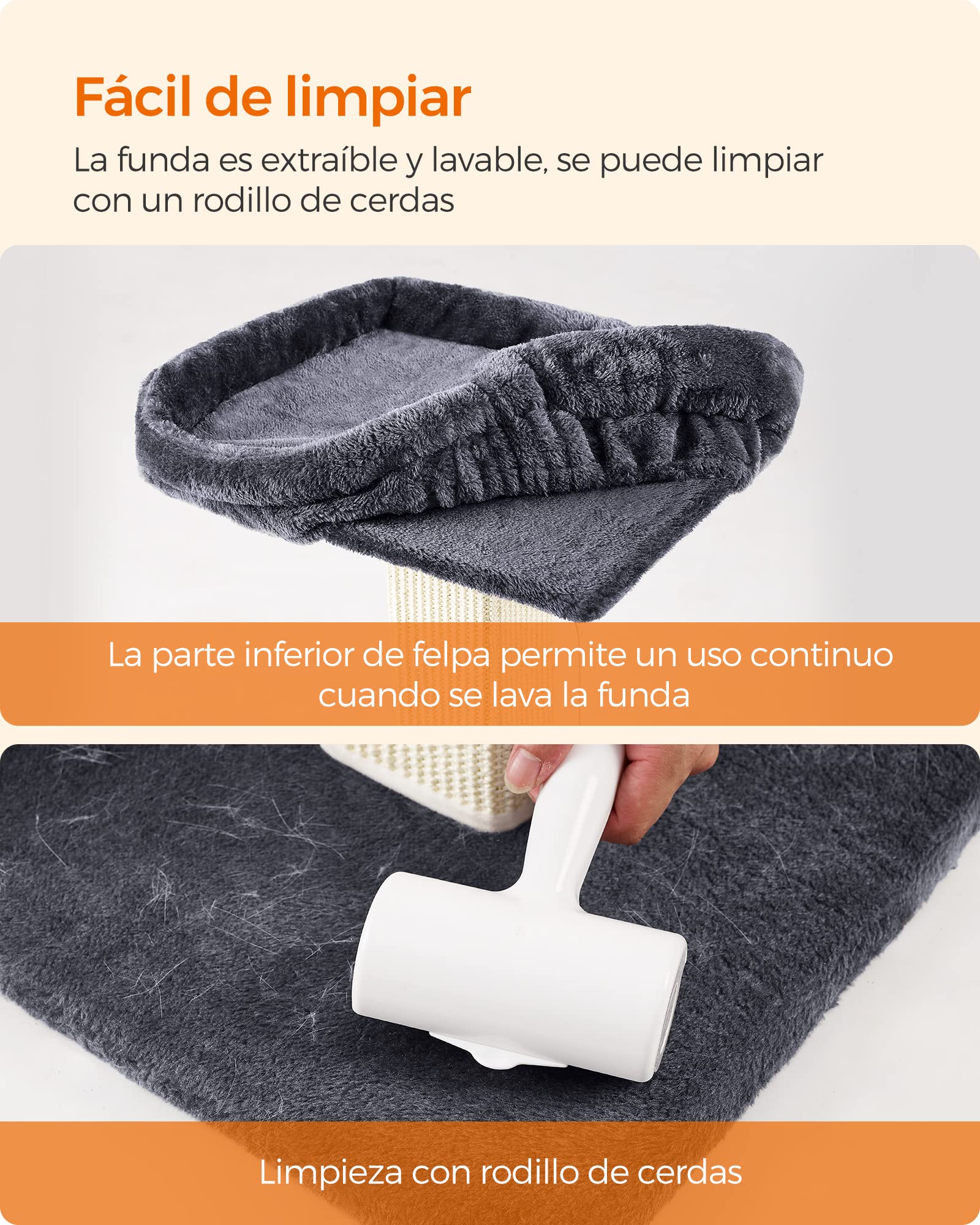 Feandrea Rascador para Gatos, Árbol para Gatos, Altura de 68 cm, Poste de Rascado con Plataforma, Poste de Sisal, con Pompón, Gris Oscuro MPCA022G01