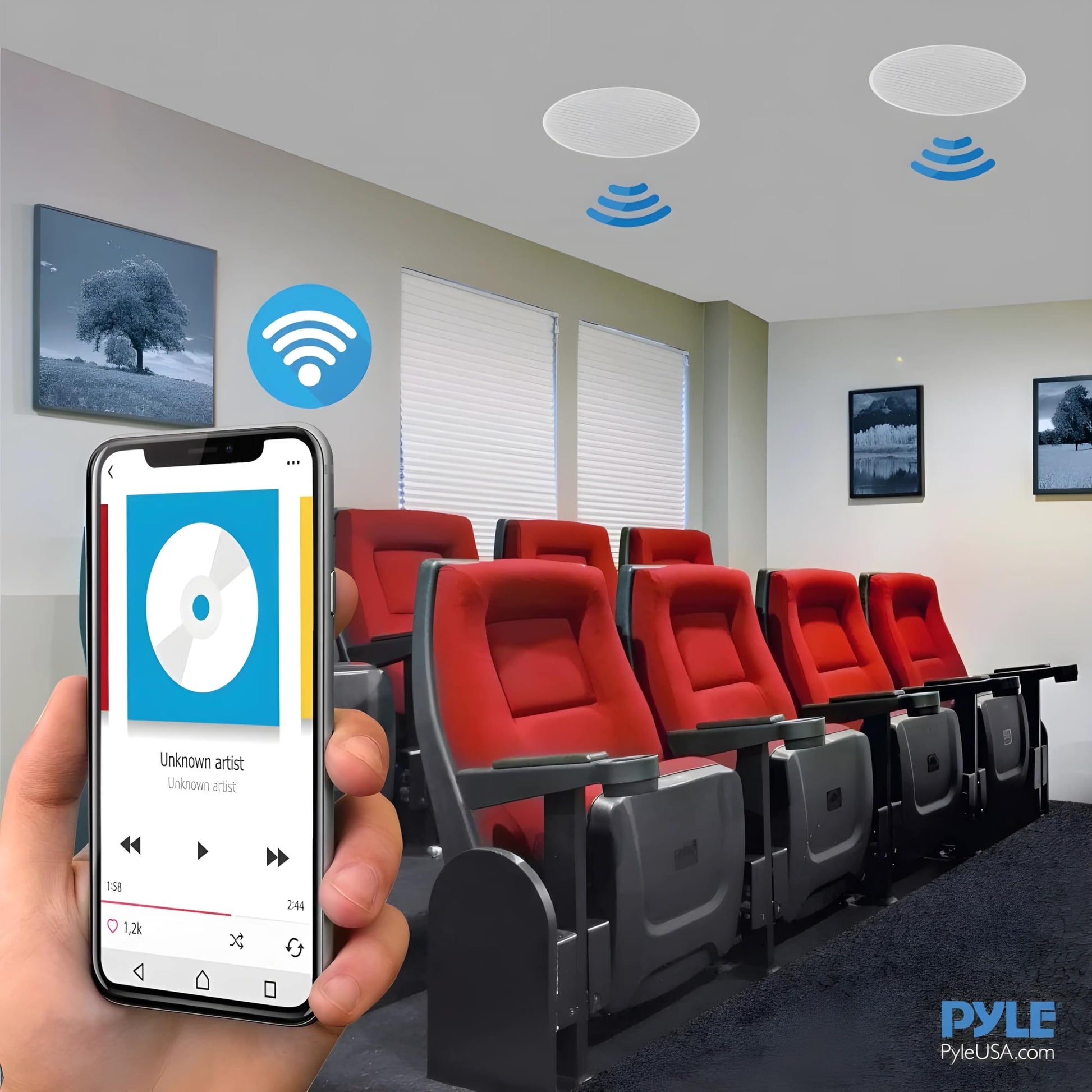 Pyle Bocinas de Montaje en Techo y Pared de 6.5" 300W, Kit de Subwoofer Estéreo de 2 Vías Dual con Bluetooth Inalámbrico, Montaje Empotrado en Pared y Techo para Sistema de Sonido Surround en Casa
