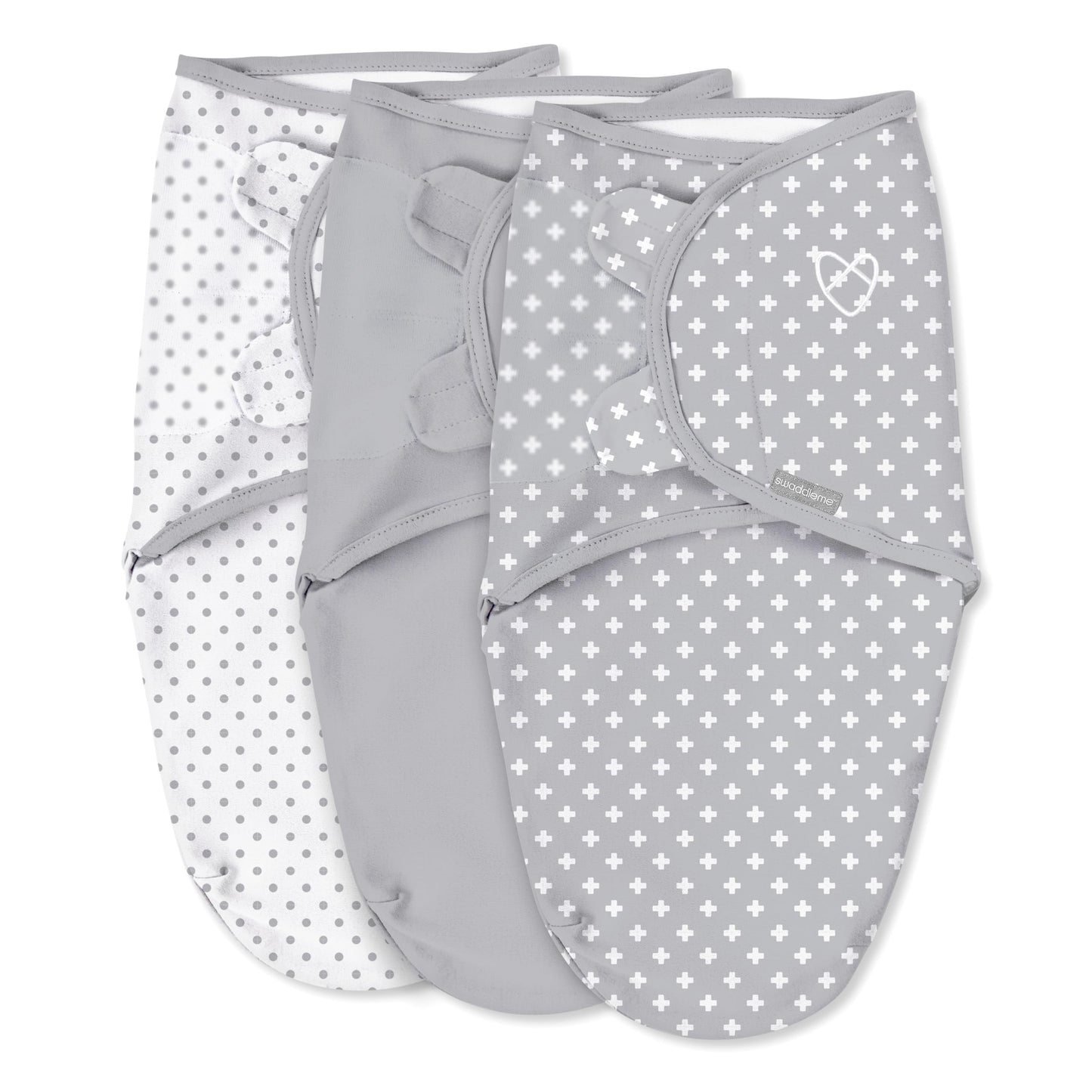 SwaddleMe - Envoltorio original de 3 piezas, diseño de lunares entrecruzados, pequeño