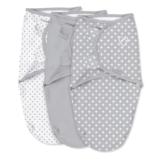 SwaddleMe - Envoltorio original de 3 piezas, diseño de lunares entrecruzados, pequeño