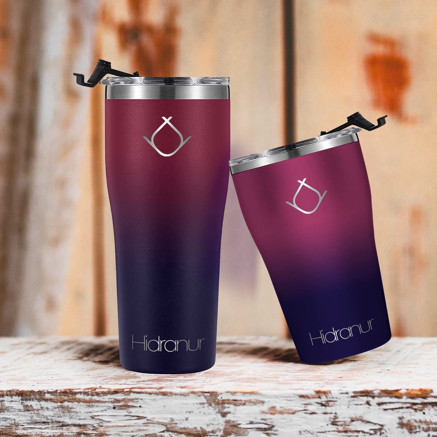 Hidranur Termo de Acero Inoxidable Doble Aislamiento Térmico, 12 Oz (354.882 ml), Termo para Café, Tapa Hermética Antifugas, Popote Incluido (Morado, 12 Oz (354.882 ml))