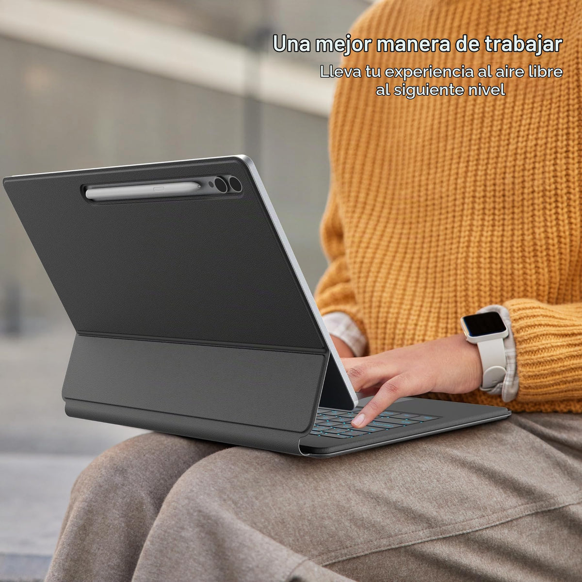 Funda Teclado Samsung Galaxy Tab S10/S9/S8 Ultra Negro Soporte Magnético Flotante Retroiluminado 7 Colores