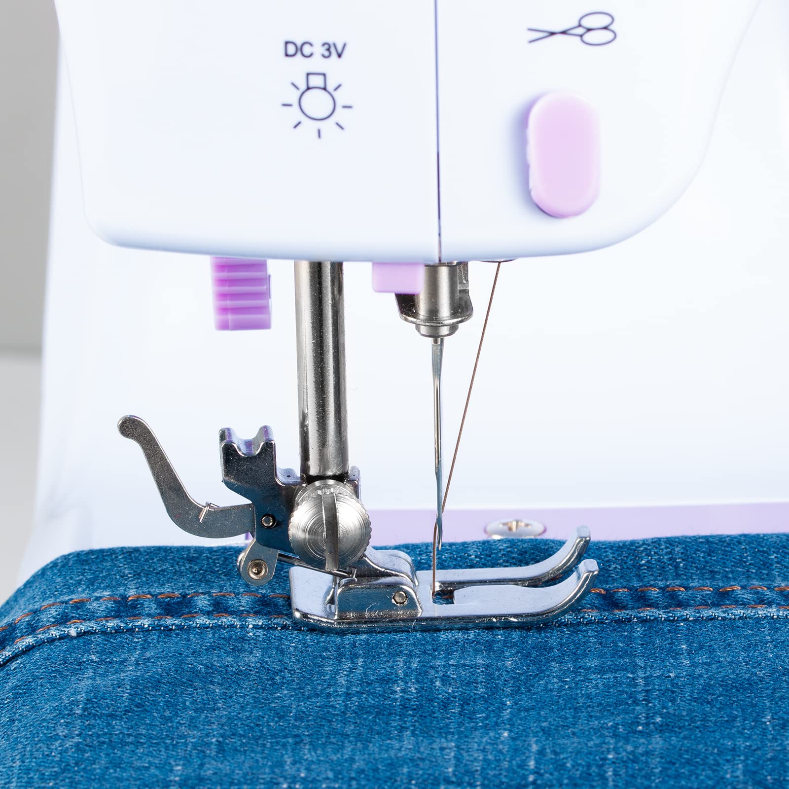 Máquina de Coser, Mini Máquina de Coser Máquina de Coser Eléctronico Portátil, 12 Puntadas Maquina de Coser con Luz de LED, Kit de accesorios de costura, Ideal para Ropa, Fundas de Almohadas, Sábanas