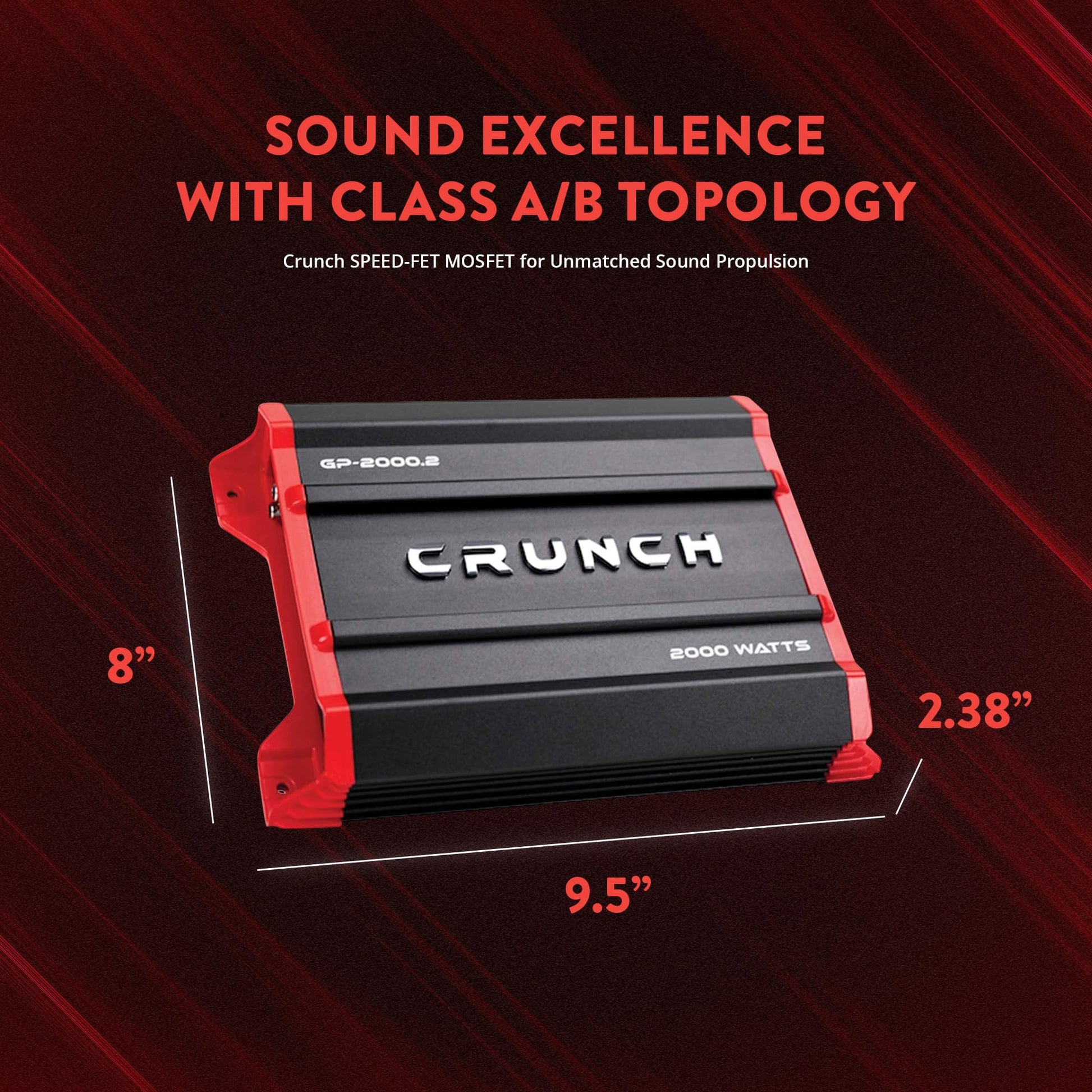 Crunch Ground Pounder GP-2000.2 Amplificador de 2 Canales de 2000 vatios