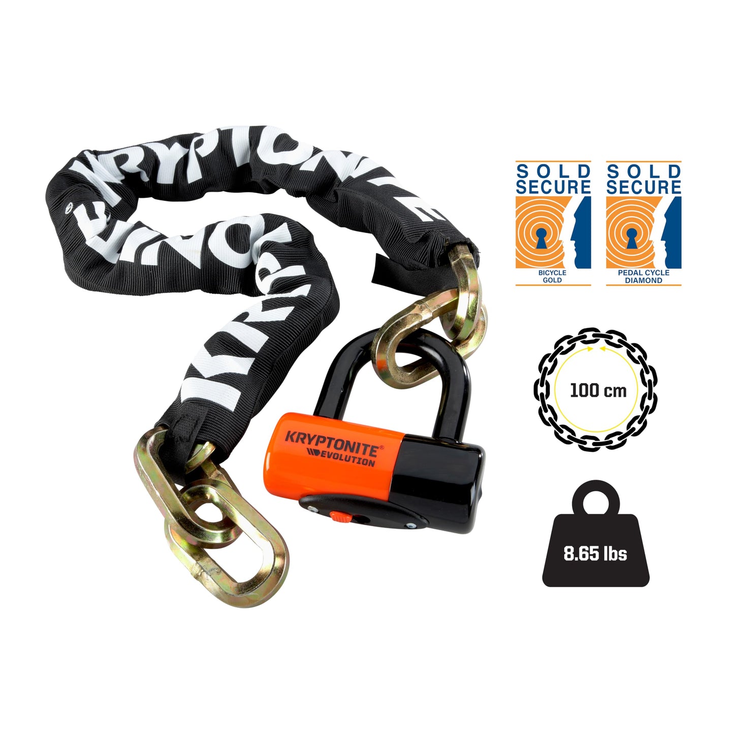 Kryptonite 999515 negro 12mm x 39" (1210) New York Chain and Evolution Series-4 Orange 14mm Disc Lock