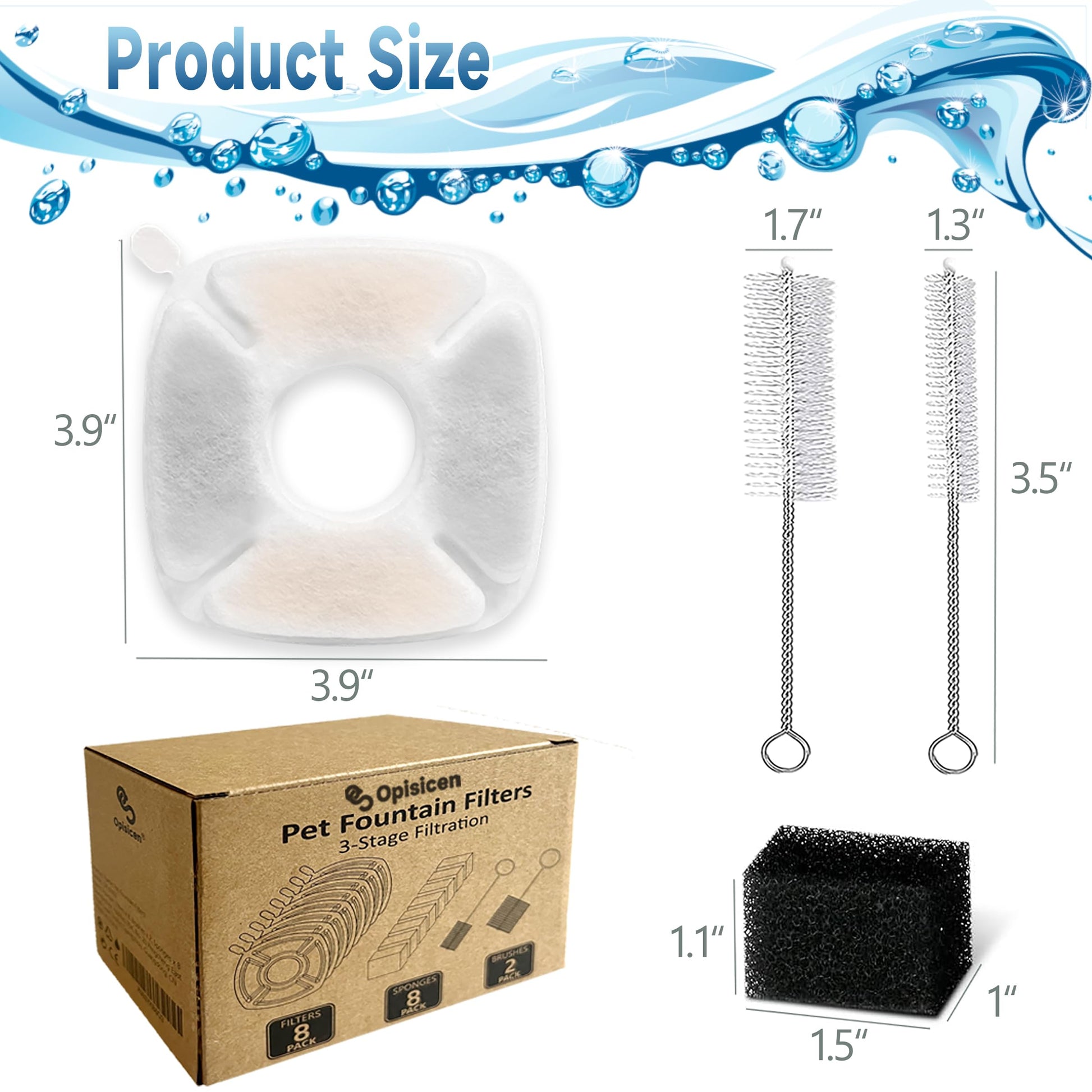 Filtros de Repuesto OPISICEN para Fuente de Agua VEKEN Blanca de 2.8 L para Gatos y Perros