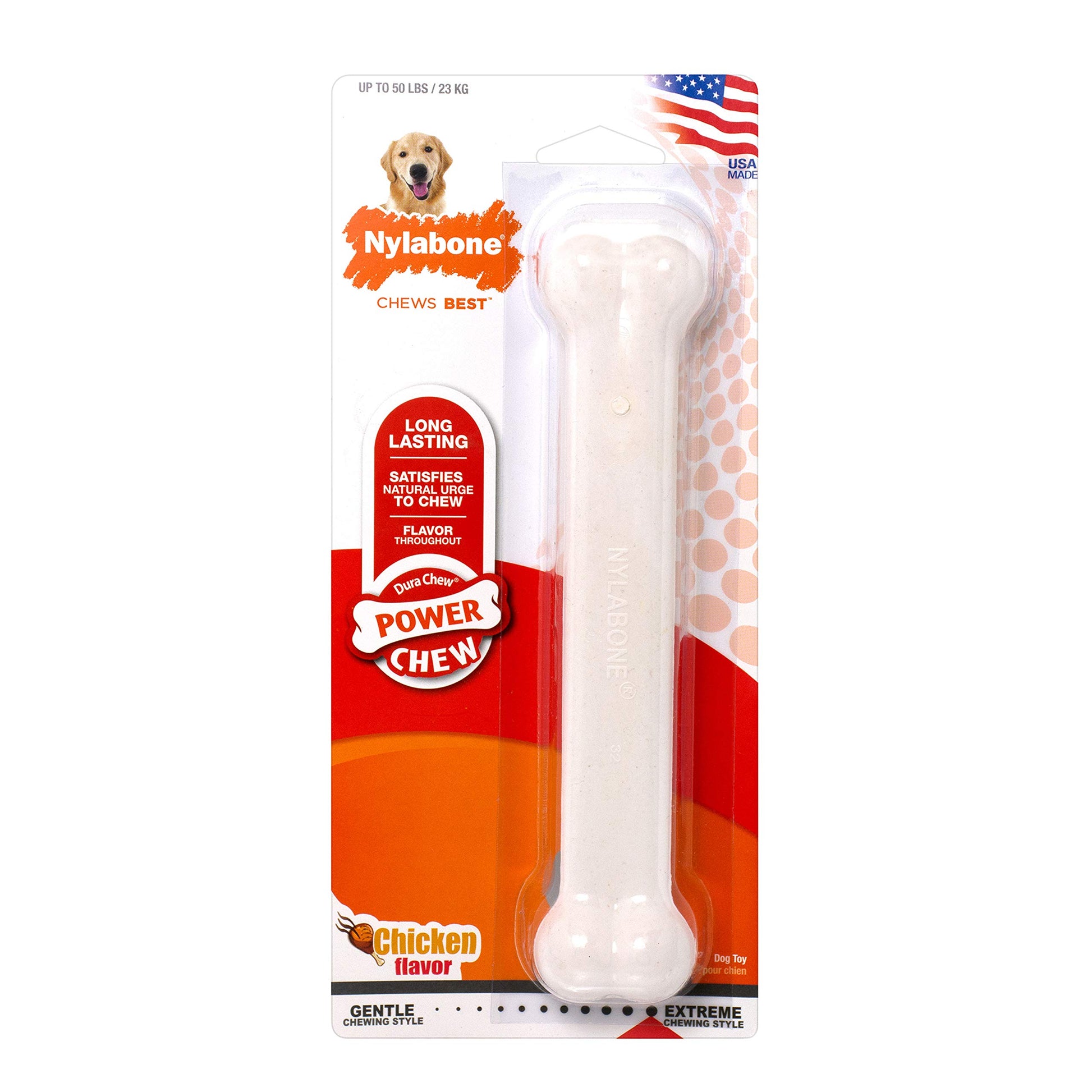 Juguete Masticable de Hueso Sabor Pollo Nylabone Dura Chew Gigante para Perro