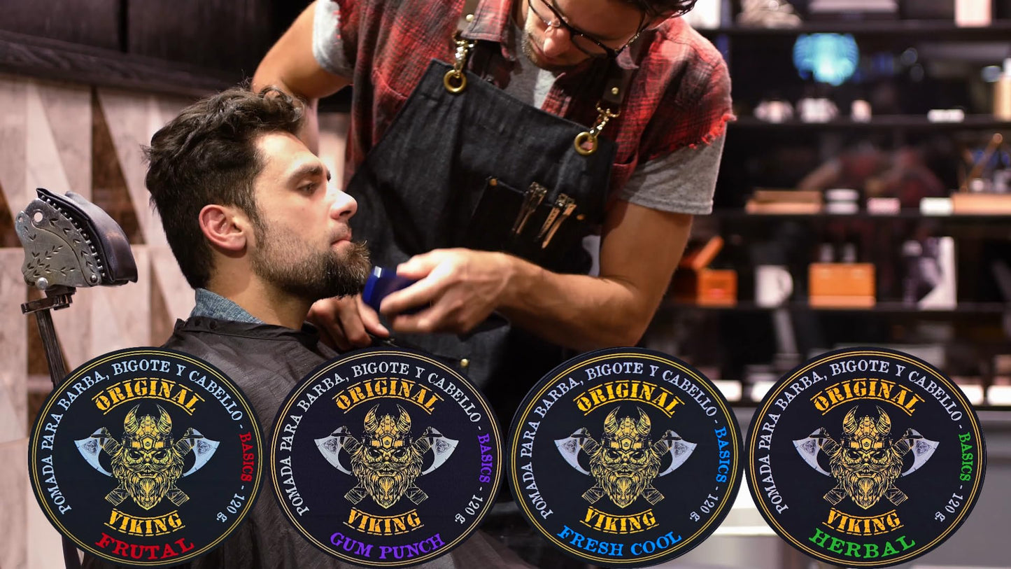ORIGINAL VIKING Pomada Fresh Cool 2 Pack – Pomada para Cabello Hombre Fijación Media con Aroma Fresco a Menta | Modelado Preciso Larga Duración | Para Cabello y Barba | Vegano, Sin Parabenos, Base Agua | 2 x 120g (240g)