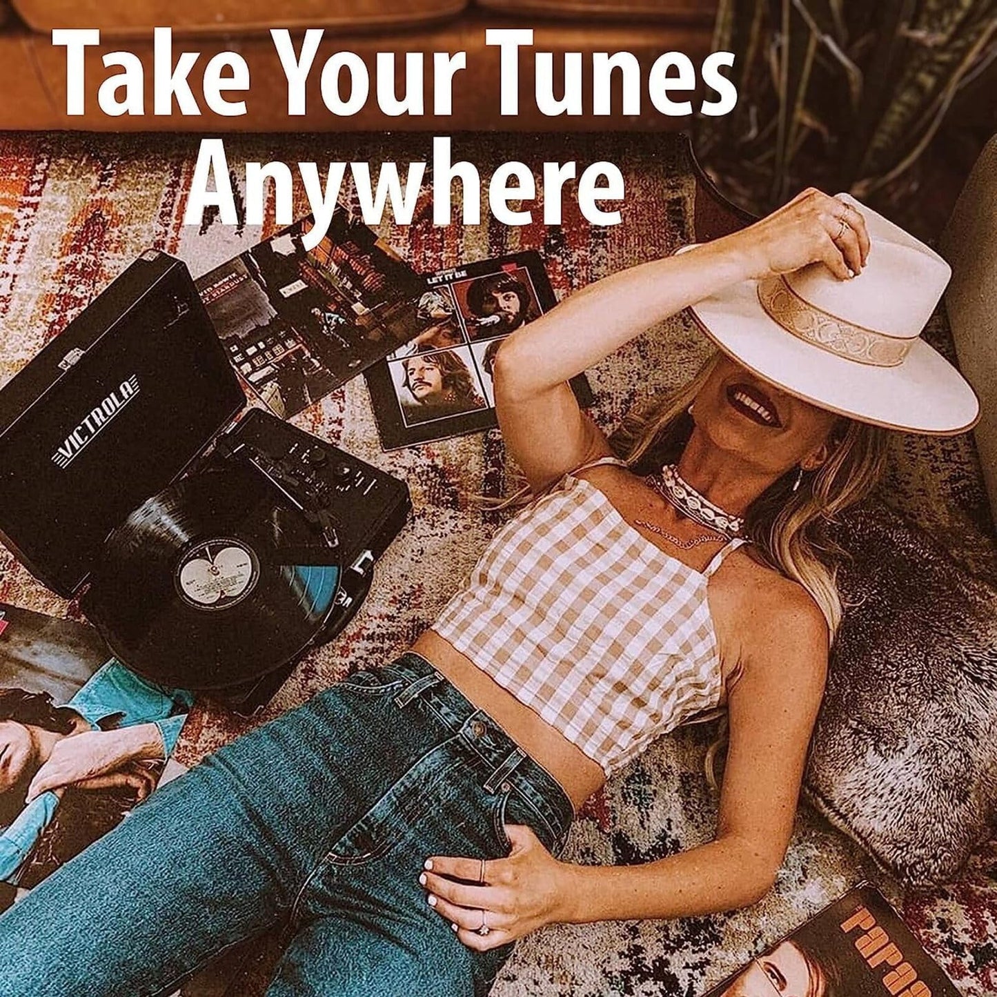 Tocadiscos Portátil Victrola Journey+ Turquesa con Bluetooth y Altavoces Integrados