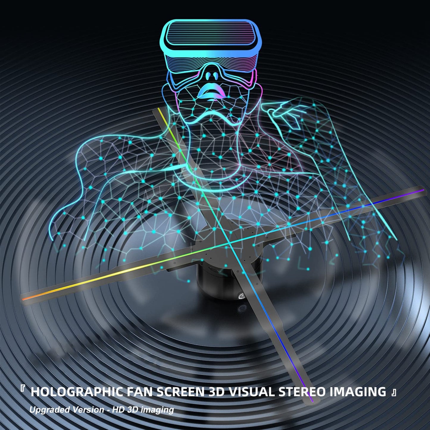Ventilador de Holograma 3D Sxhlseller Ultra HD 2000 X 1444 LED con WiFi y Sonido para Publicidad
