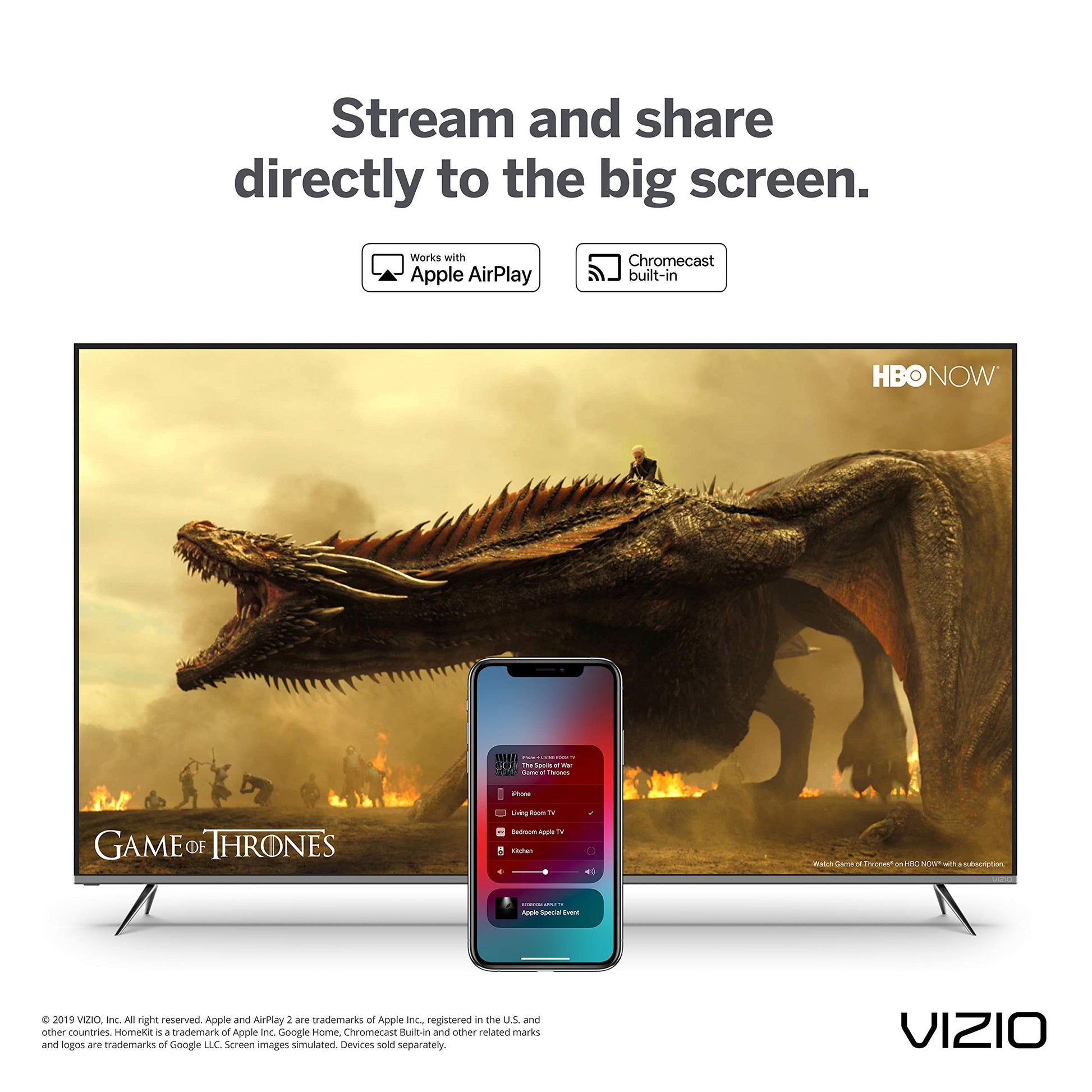Smart TV 32 Pulgadas VIZIO Serie D Full HD 1080p con Apple AirPlay y Chromecast Integrado Negro