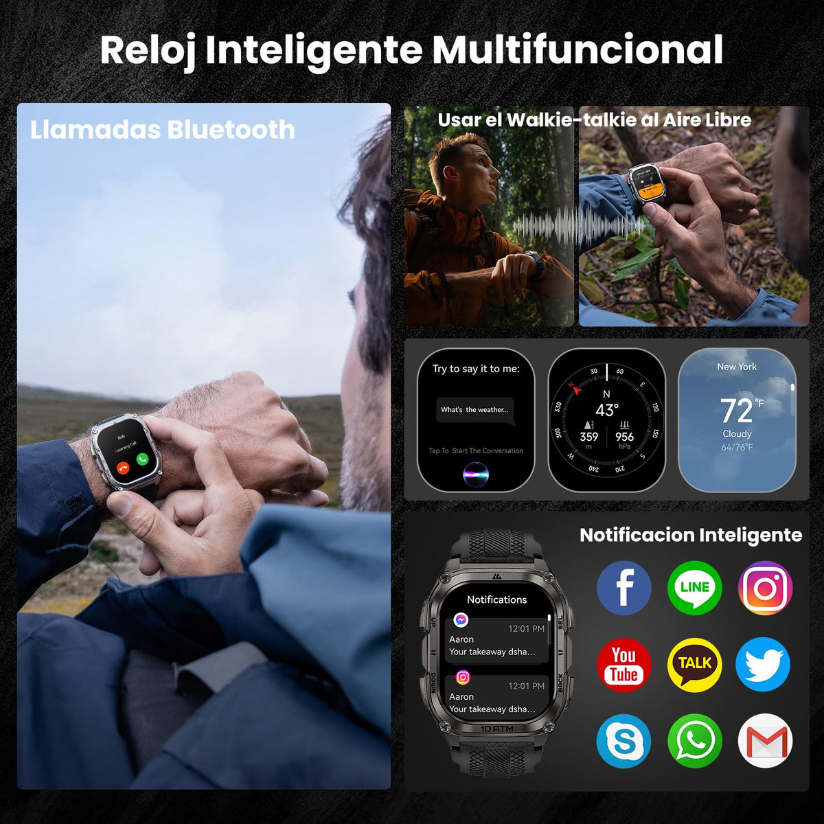 Reloj Smart Watch KOSPET Tank M4 Hombre Impermeable AMOLED 1.96 Pulgadas