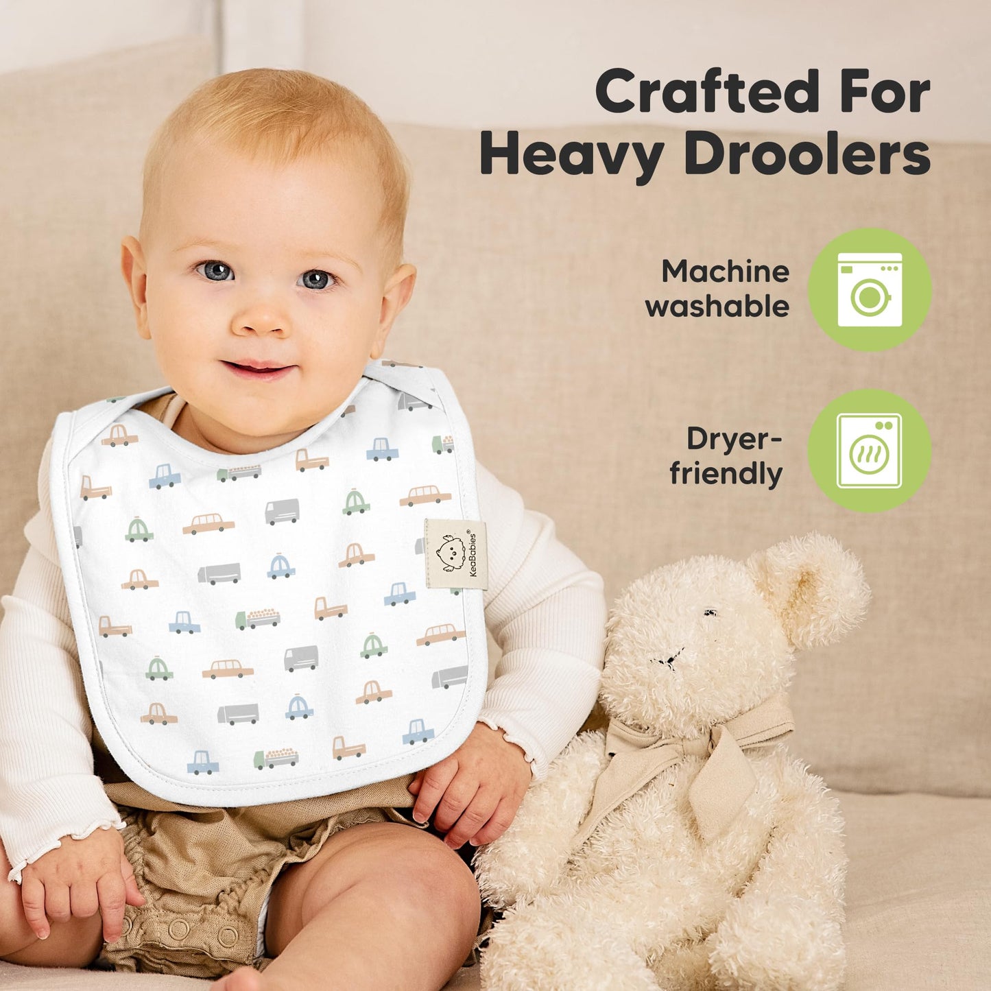 Paquete de 8 Baberos para Bebés, Niños y Niñas - Baberos de Cubierta para Baberos y Dentición para Bebé Niña y Niño Pequeño, Recién Nacido, Suaves y Absorbentes, Lindos, Gran Cobertura Mantiene al