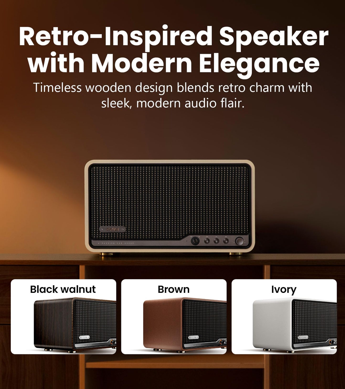 Edifier S300 Altavoz de Mesa Hi-Fi, Audio de Alta Resolución LDAC para Multi-Sala Inalámbrica y Emparejamiento Estéreo, 80W de Potencia Funciona con AirPlay 2, Bluetooth 5.4, Entradas USB-C AUX