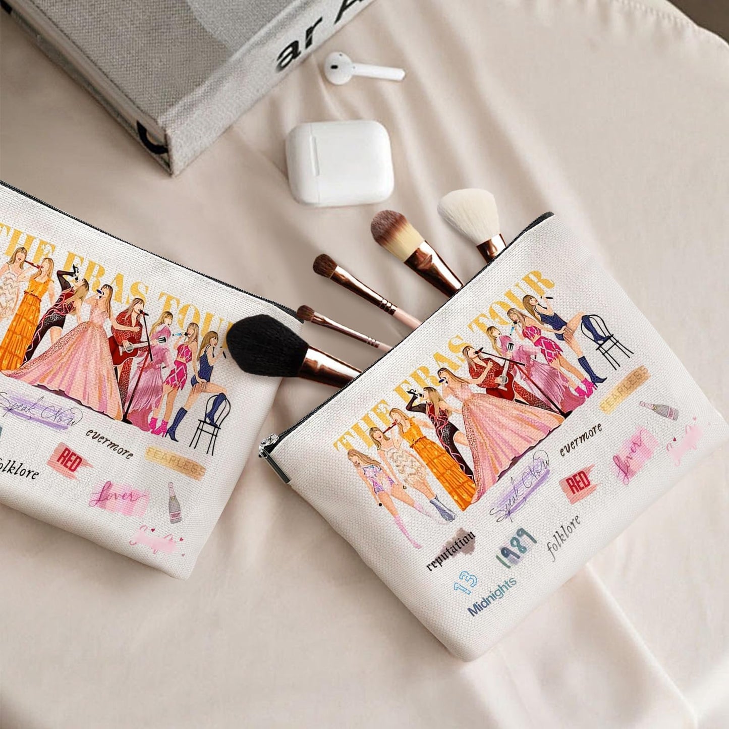 GORJESSFIT - Bolsa de maquillaje para amantes de la música, regalo para fanáticos de la gira, bolsa de cosméticos, bolsa de maquillaje portátil para mujeres y viajes, gimnasio, organización en el