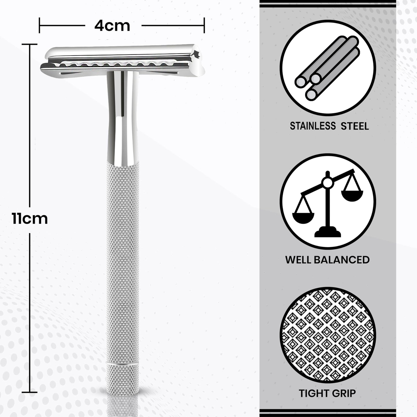 ASIPRO Maquinilla De Afeitar De Seguridad Para Hombre Y Mujer Con 10 Hojas De Afeitar De Doble Filo. Maquinilla De Afeitar Reutilizable De Doble Filo. Maquinillas De Afeitar De Una Sola Hoja Para Homb