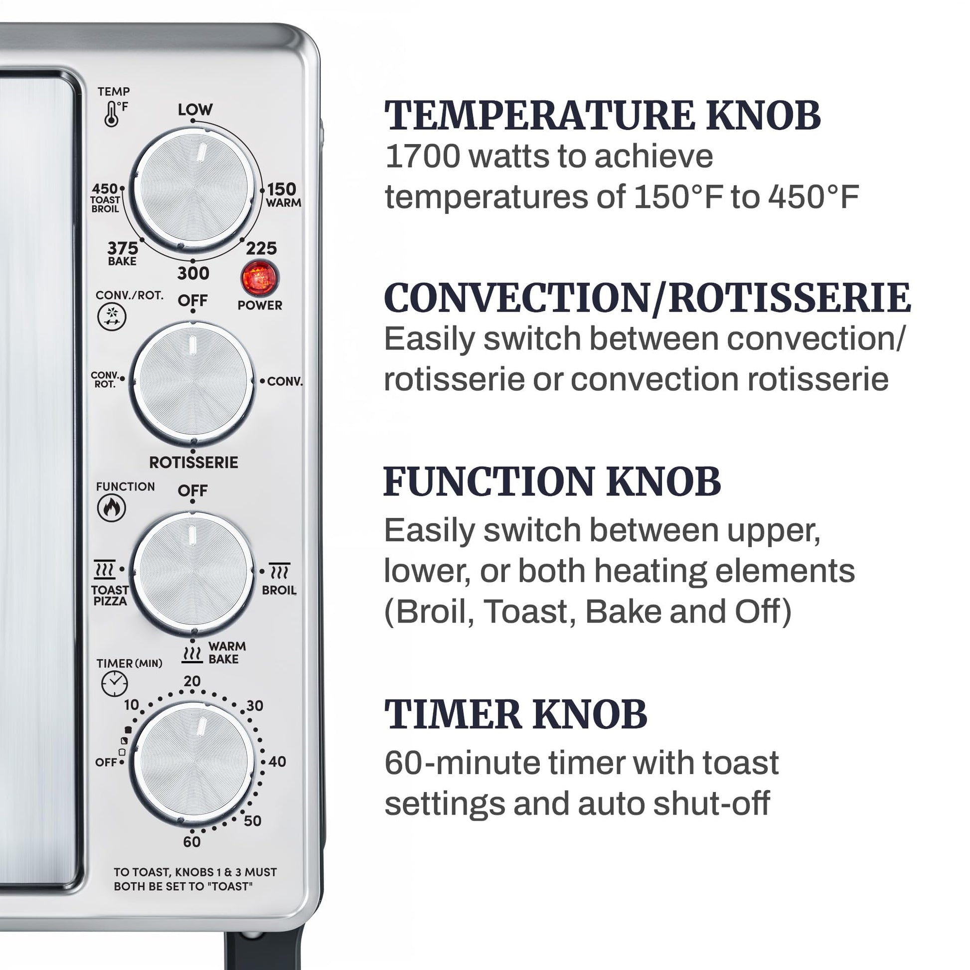 Elite Gourmet ETO4524 - Horno tostador de convección de encimera de 45 L, puertas francesas, temperatura y temporizador ajustables, hornear, asar, asar, asar, tostar, incluye charola para hornear,