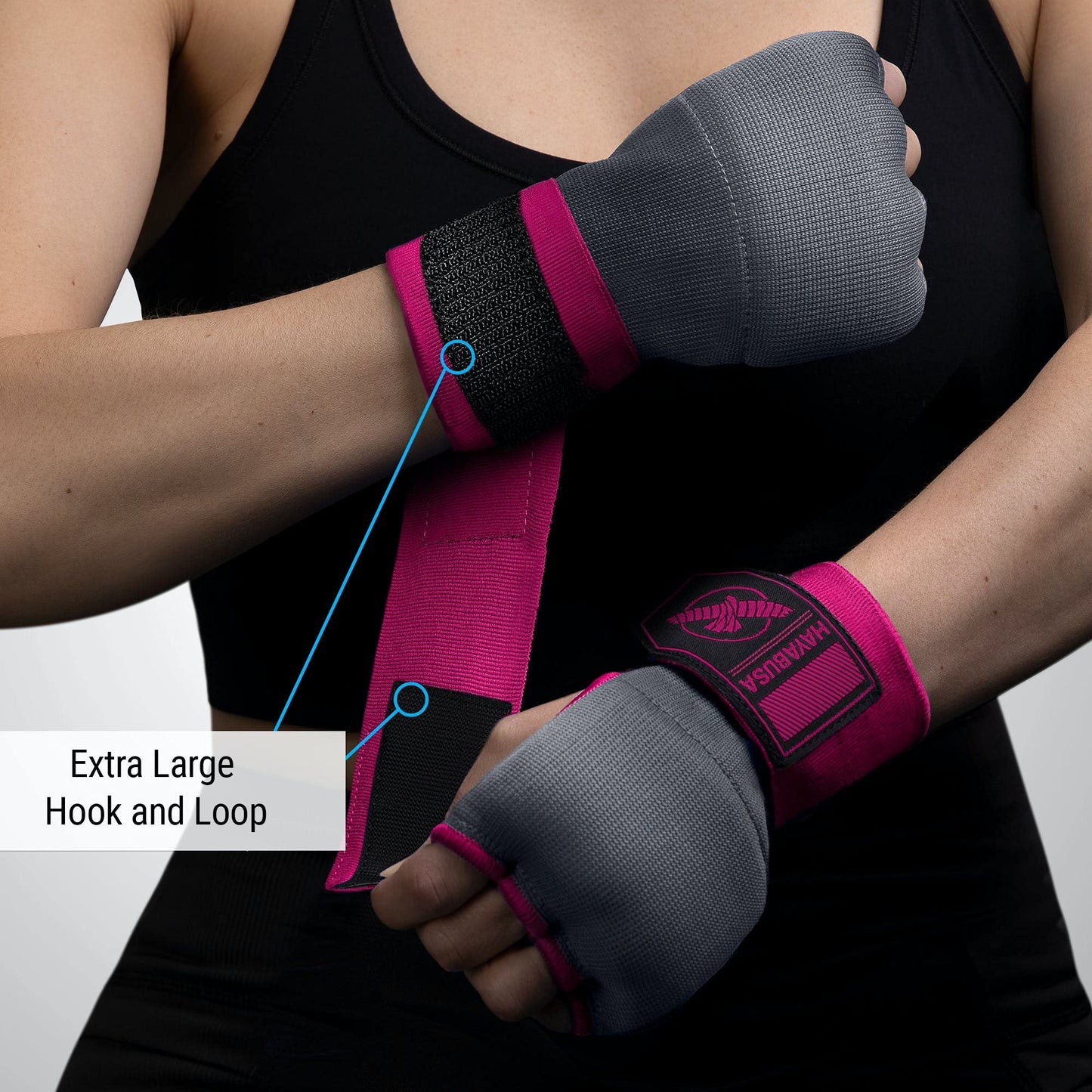 Hayabusa Quick Gel Guantes de boxeo para manos - Gris/Rosa, M