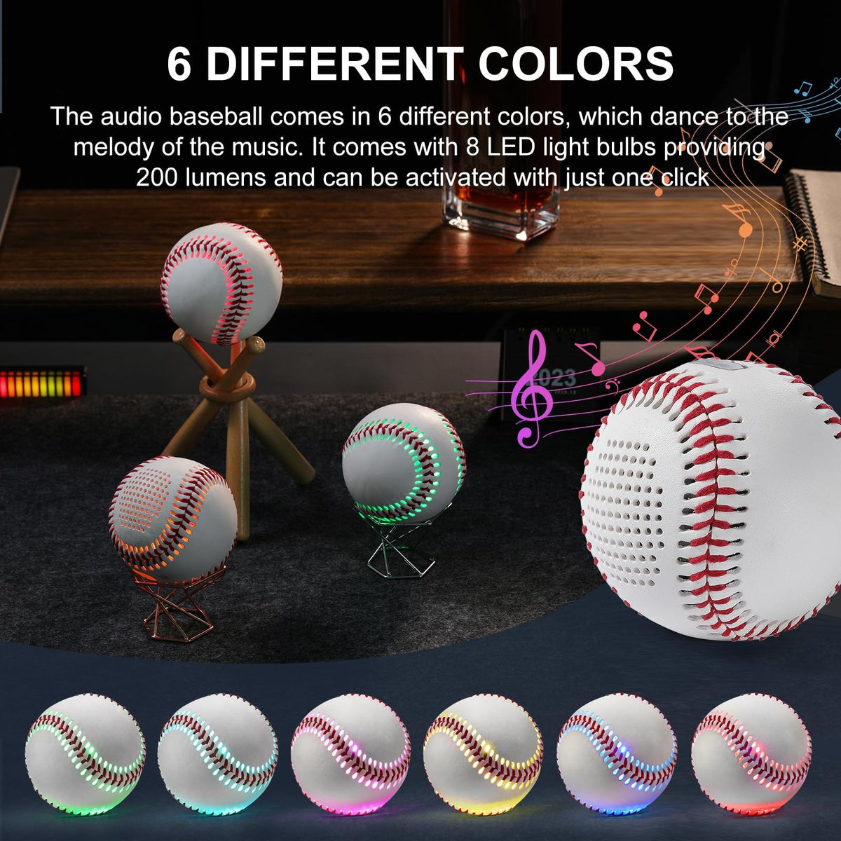 Altavoz Bluetooth Jiobolion Béisbol Brillante en la Oscuridad