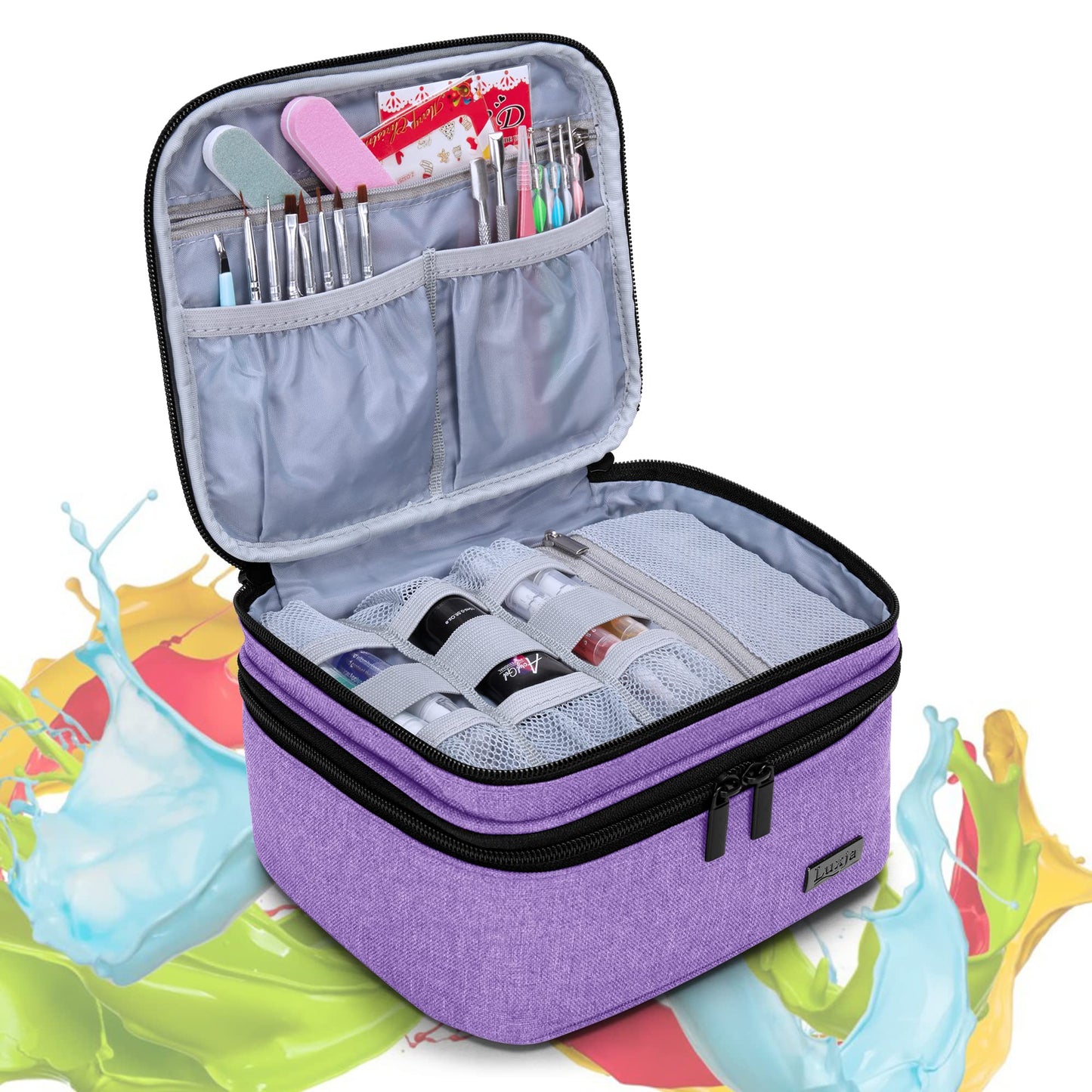 (Version 1: Hold 20 Bottles(15ml), Lavender) - Luxja Nail Polish Carrying Case - Holds 20 Bottles (15ml - 0.5 fl.oz) or 30 Bottles (7ml - 0.27 fl.oz), Portable Organiser Bag for Nail Polish and Manicure Set, Lavender