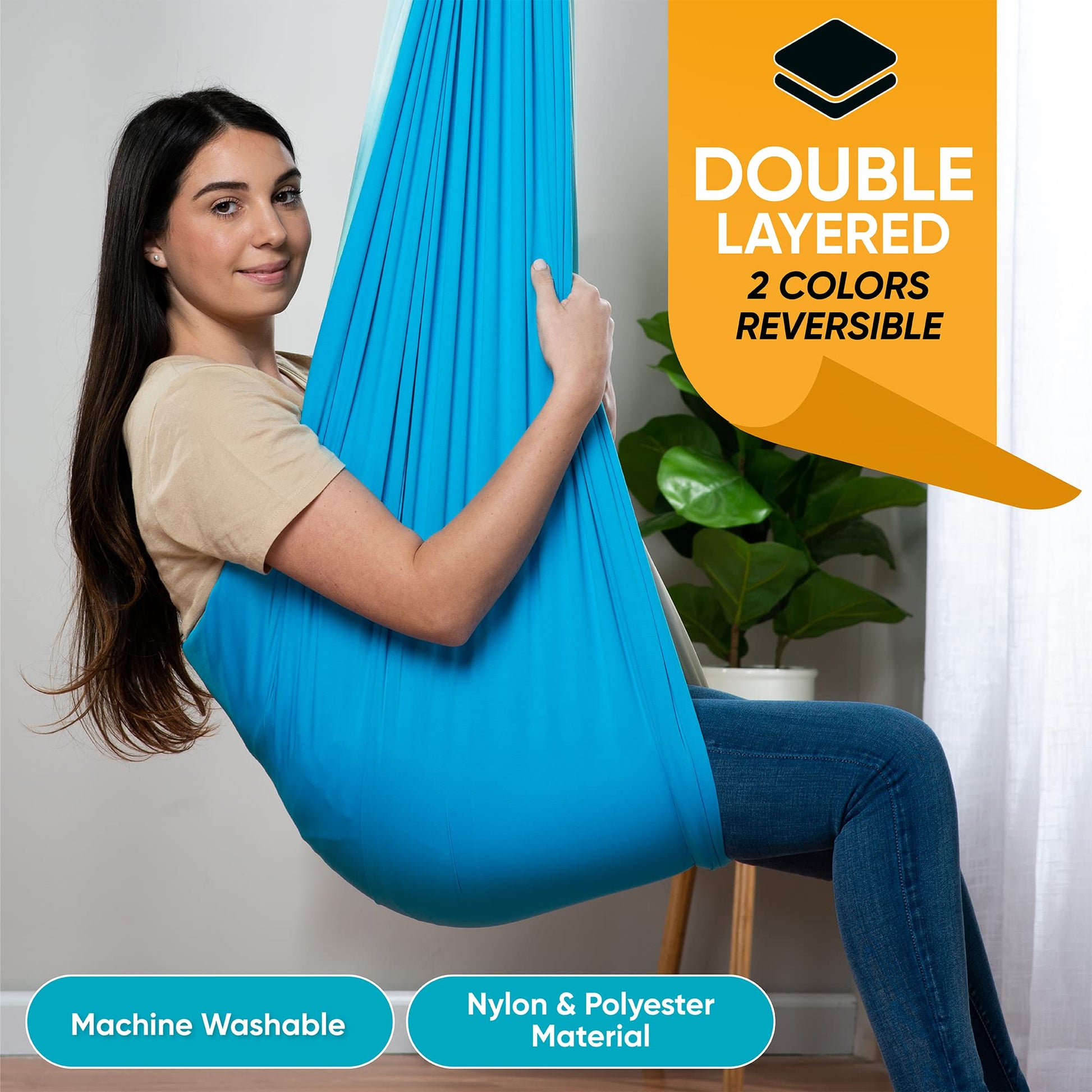 FRIENDLY CUDDLE Columpio Terapéutico Sensorial para Interior, Hamaca de Integración Sensorial (diseño de Playa)
