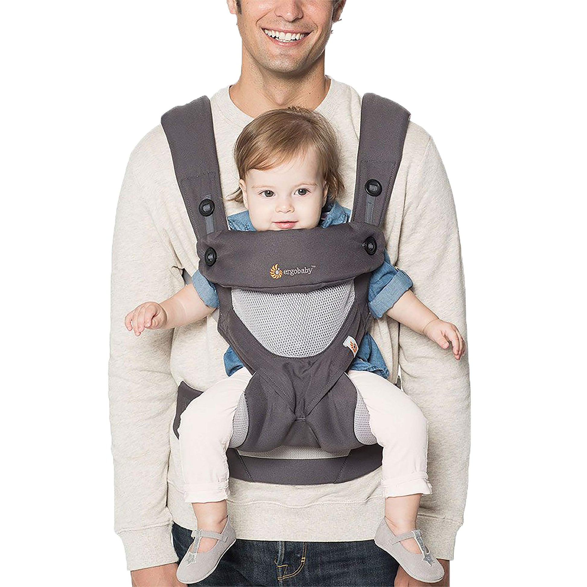 Portabebés Ergobaby, 360 posiciones de transporte con malla de aire frío, Gris carbón, Una talla