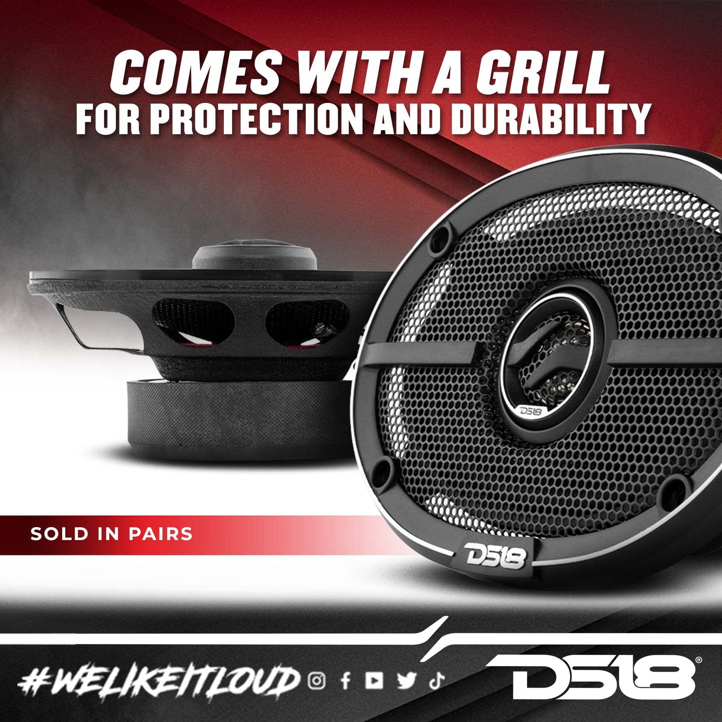 DS18 ZXI-464 Elite - Altavoces coaxiales de Audio para Coche de 2 vías con Cono Kevlar 120 vatios 4 ohmios (2 Altavoces)