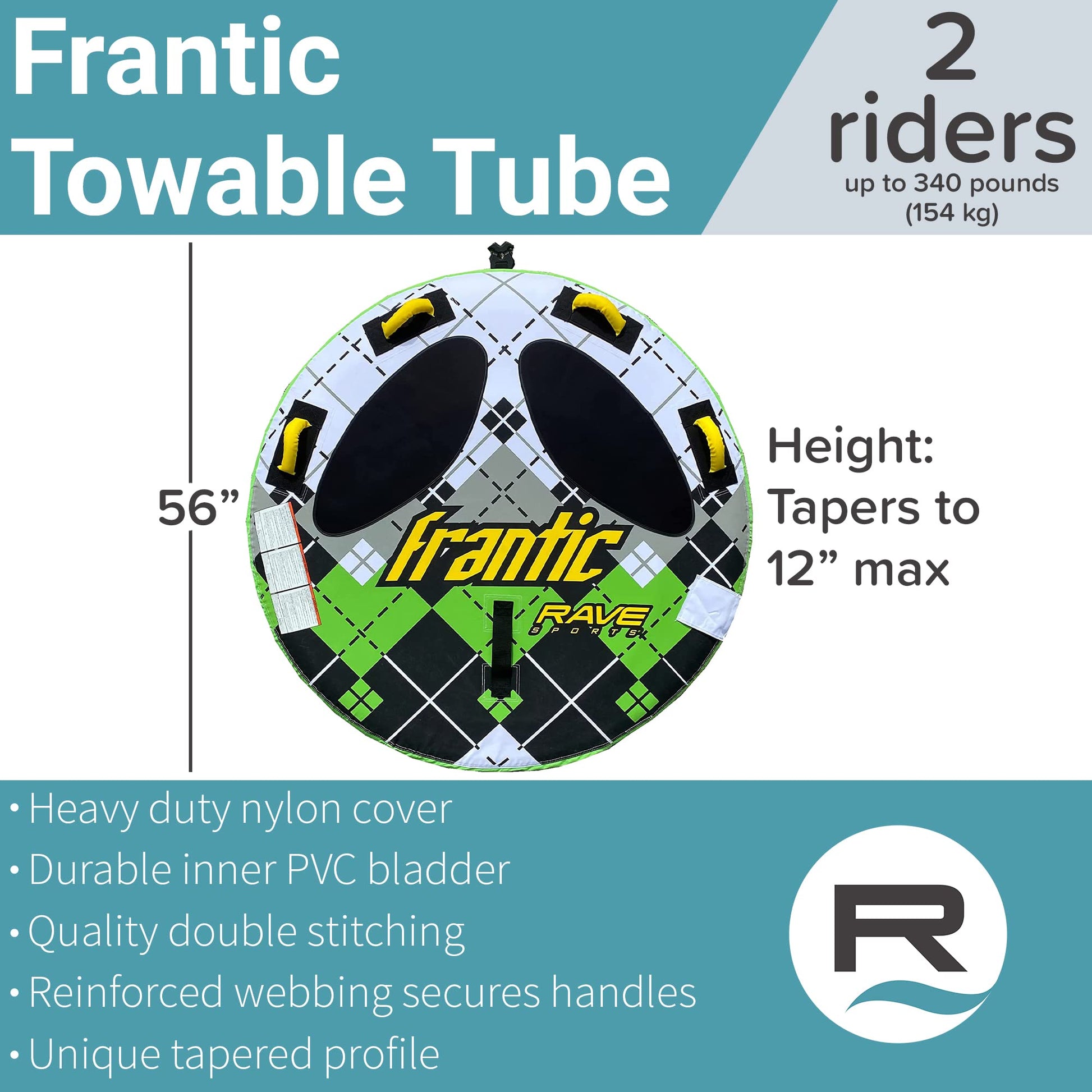 Tubo Remolcador RAVE Sports Francitic Verde Blanco para 2 Jinetes