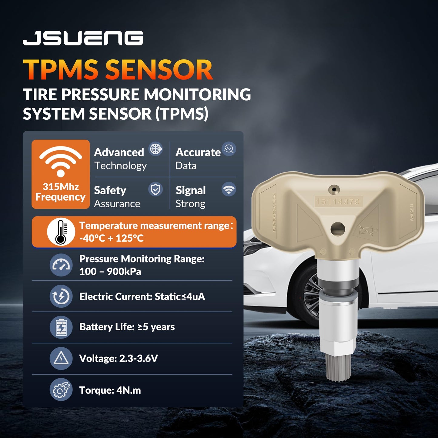 Sensor TPMS, Sensor de Sistema de Monitor de presión de neumáticos GM, Paquete de 4 Unidades para Chevy GMC Cadillac reemplaza #15114379 15122618 8151226180