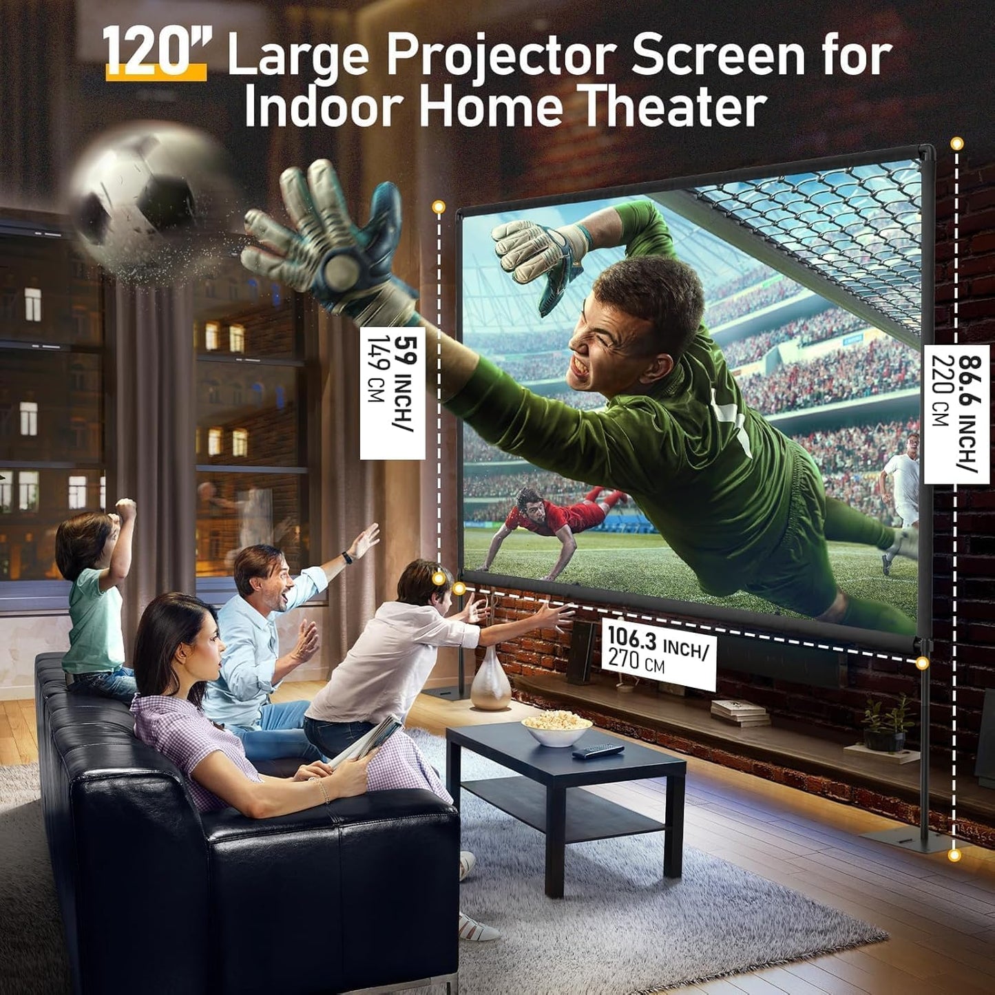 EMART Pantalla Proyector 4K Plegable 120 Pulg 16:9 con Soporte Y Bolsa