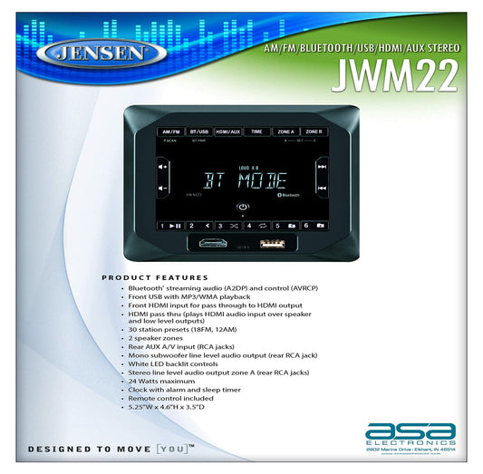 Altavoces Estéreo Jensen Negro Con Bluetooth y Controles, Montaje en Pared
