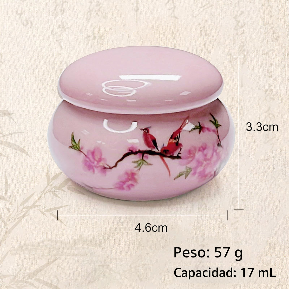 Plato de Porcelana YSHJB008 Rosa con Tapa para Acrílico Líquido de Uñas