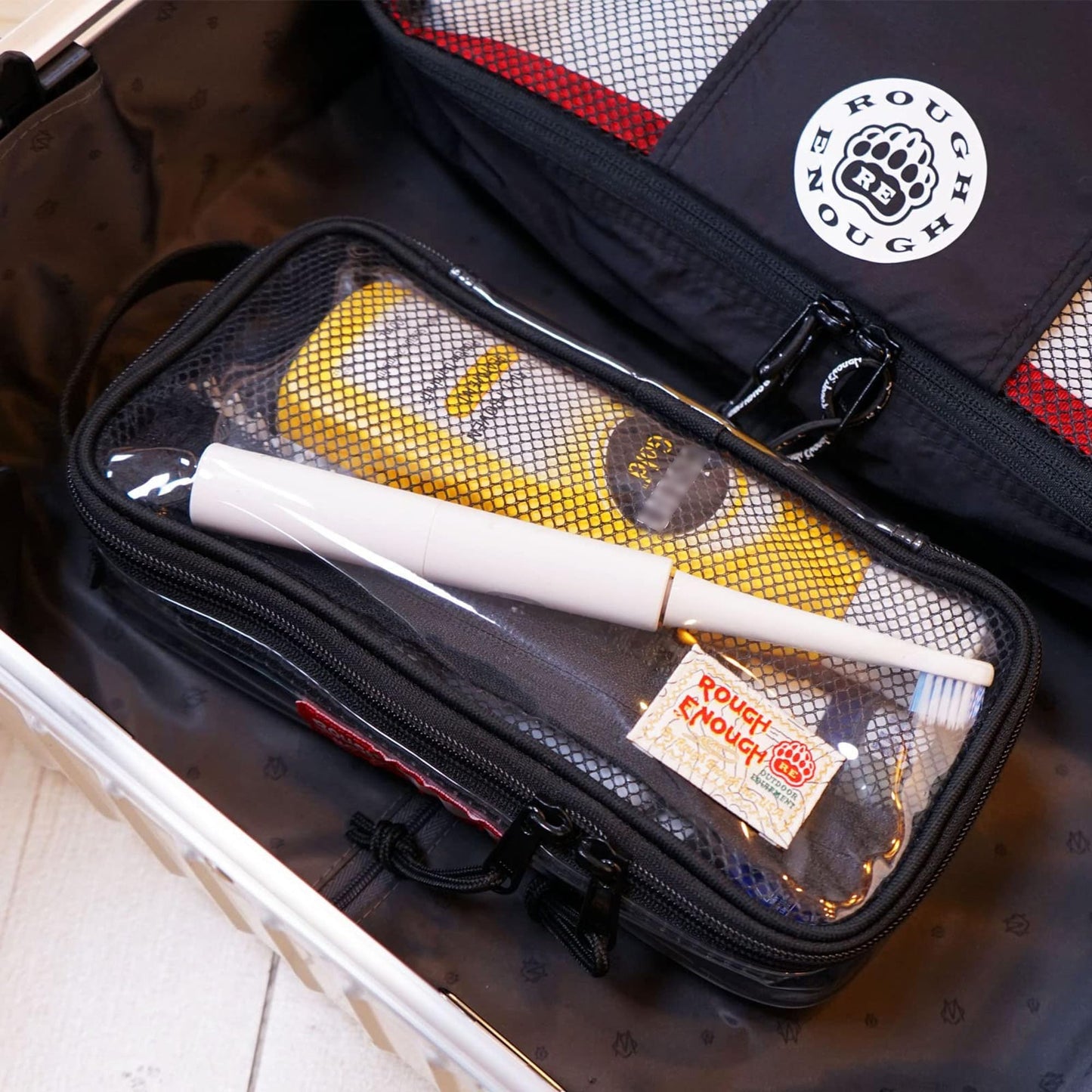 Rough Enough TSA ECO Clear Transparent Multi-Purpose Toiletry Tool Classify Bag (Black)