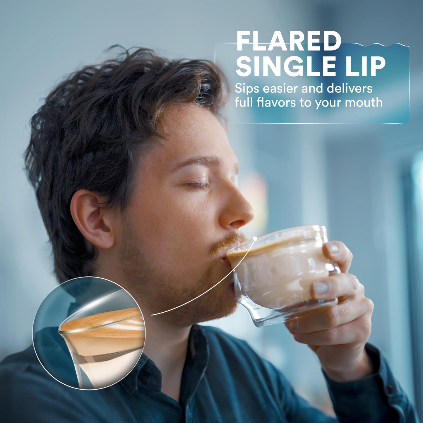 Juego de Vasos de Café ovalware Blanco con Doble Pared de 8.5 Onzas para Bebidas Frías y Calientes