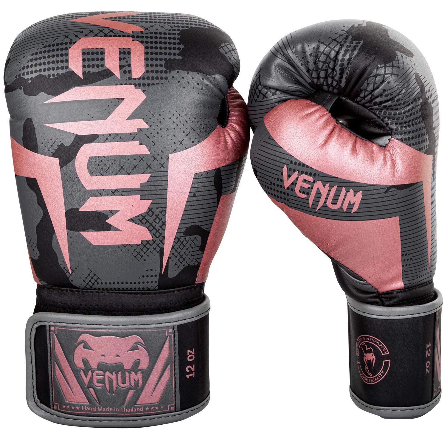 Guantes de Boxeo Venum Negro Oro Rosa Elite para Adultos Unisex