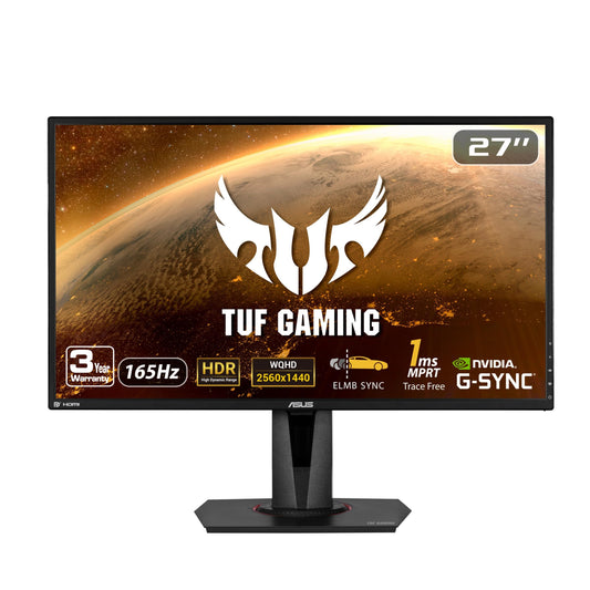 Asus Monitor Gamer 27" TUF Gaming VG27AQ, HDR, WQHD (2560x1440), IPS, 165Hz, Extreme Low Motion Blur Sync Compatible con G-SYNC, Adaptive-Sync, 1ms