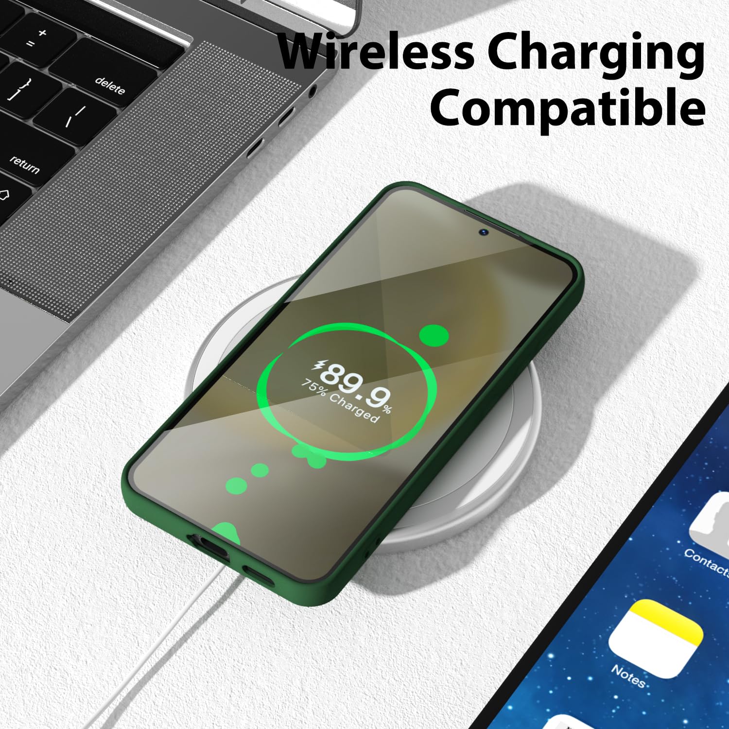 oakxco - Funda para Samsung Galaxy S24 de silicona líquida, fina y delgada, de gel de goma suave de TPU para mujeres y niñas, color sólido mate, verde oscuro