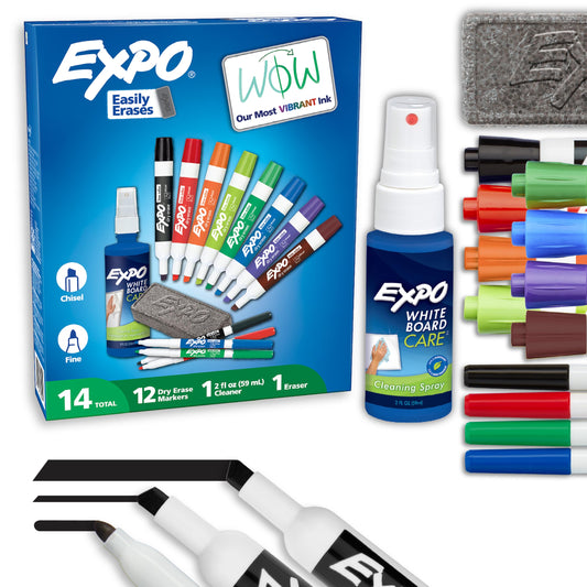 Expo 2 Low-Odor Dry Erase Markers, Chisel Tip, 15-Piece Set, Assorted Colors (80054)