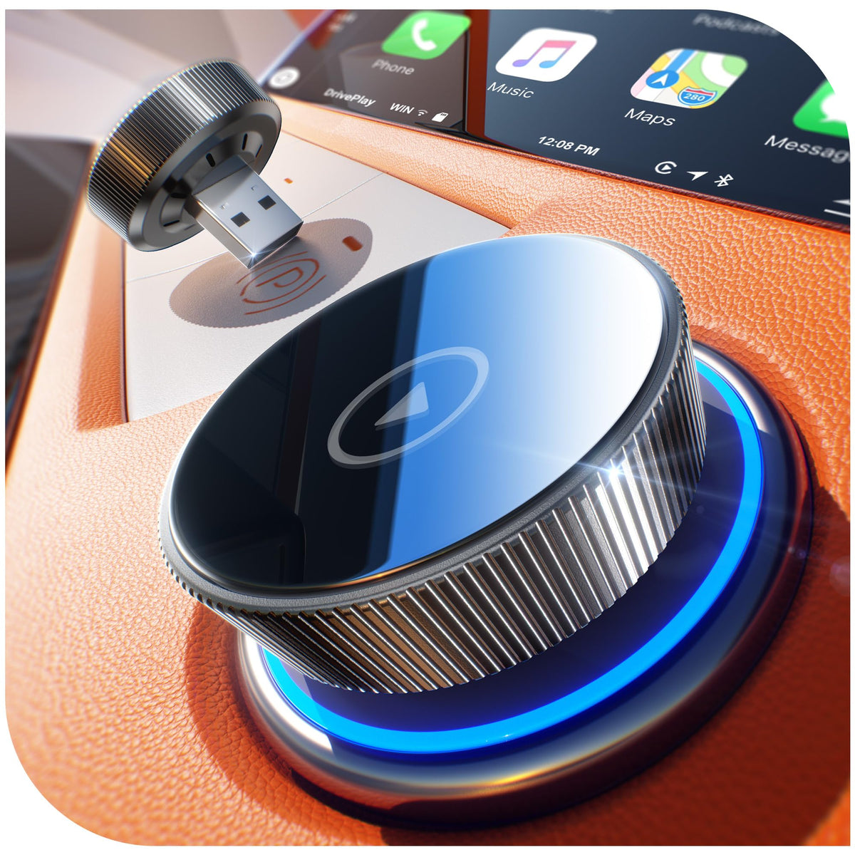 Adaptador Inalámbrico Cleviton Negro Conexión Estable 3X Bluetooth 5.3 y WiFi 6 para Apple Carplay