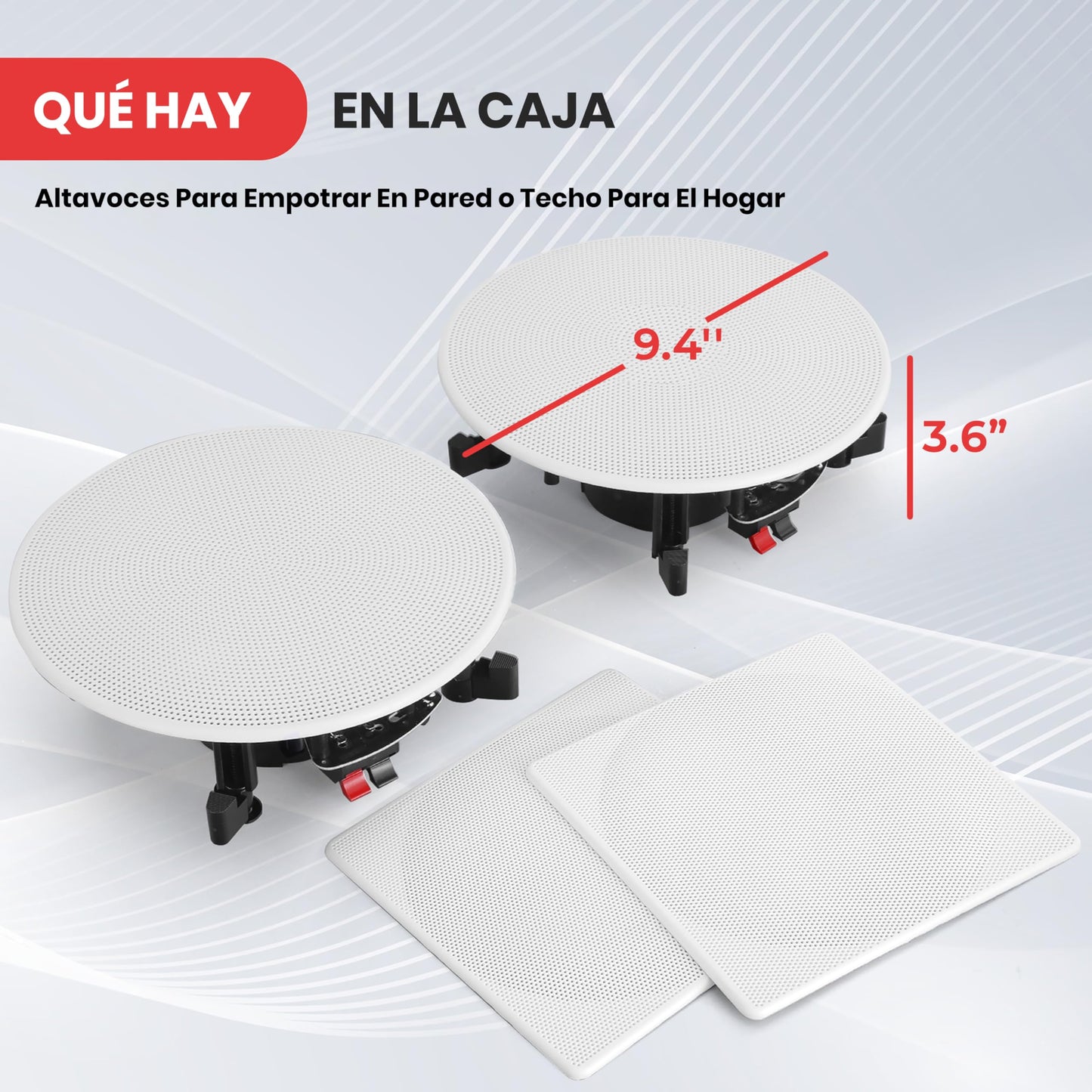 Pyle Par de Altavoces Empotrables de 8 Pulgadas para Techo o Pared de 2 Vías - Sistema de Sonido Estéreo de Rango Completo - Potencia de 250W, Blanco
