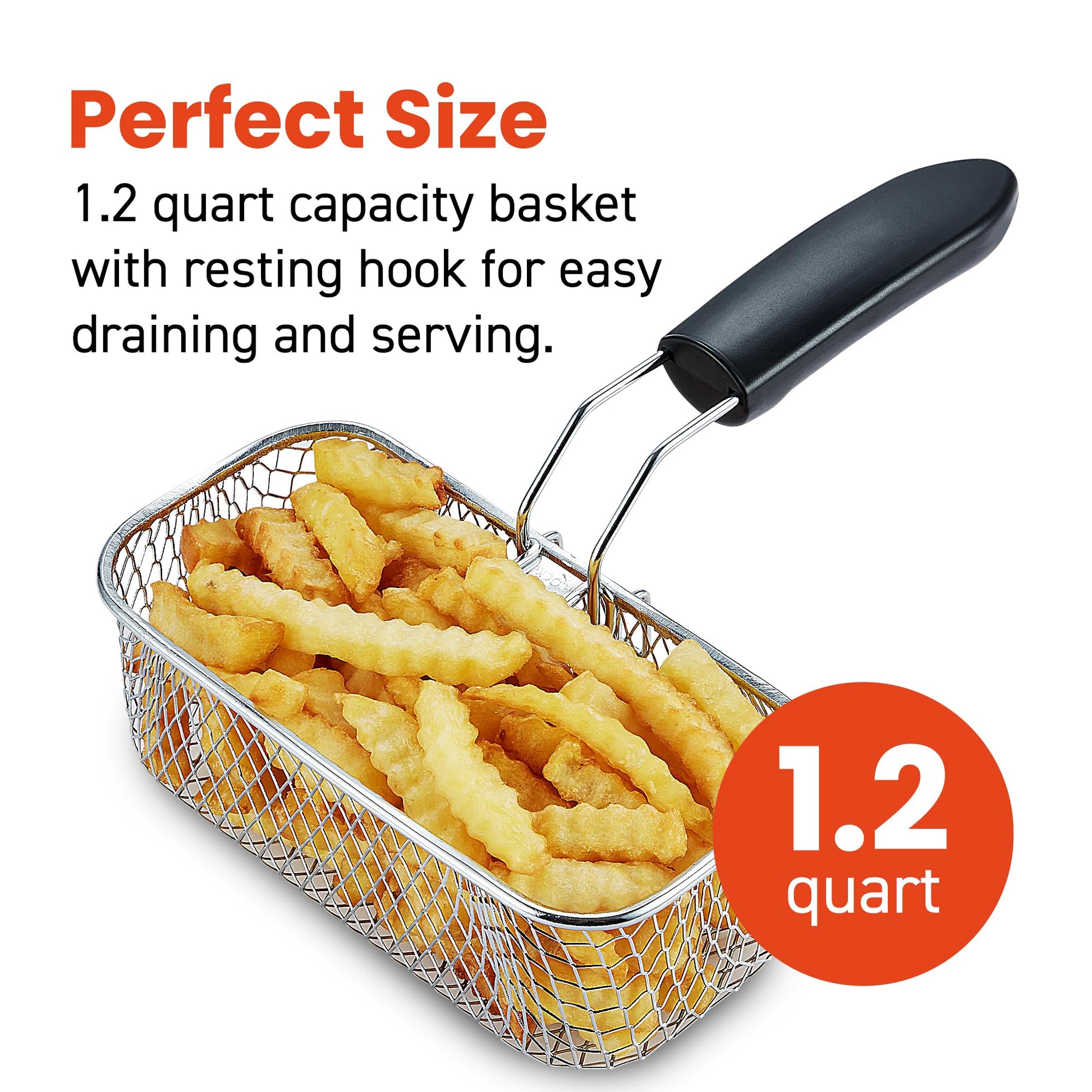Elite Gourmet EDF1116 Eléctrico 1.2 Qt. / Freidora de aceite de 4.8 tazas, temperatura ajustable, cesta extraíble, tapa con perilla de tacto frío, acero inoxidable