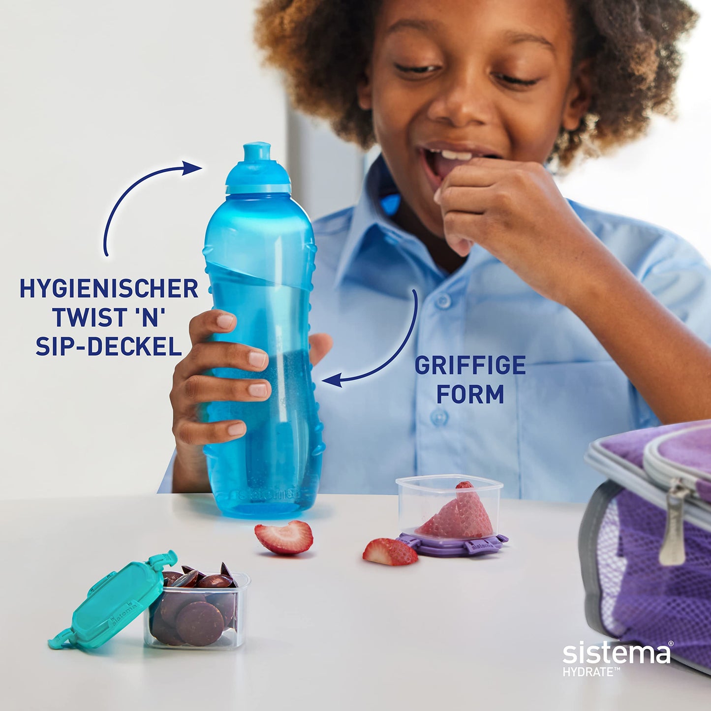 Sistema 780C6 Colección Twist 'N' Sip Botella de agua, 325 ml, azul/rosado/verde