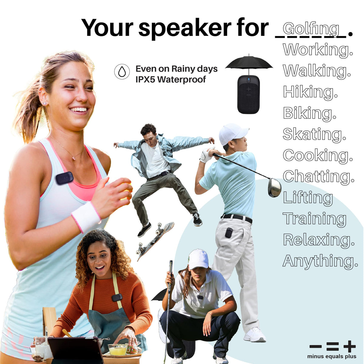 Altavoz Bluetooth Personal Portátil Resistente al Agua con Micrófono Integrado y Larga Duración de Batería