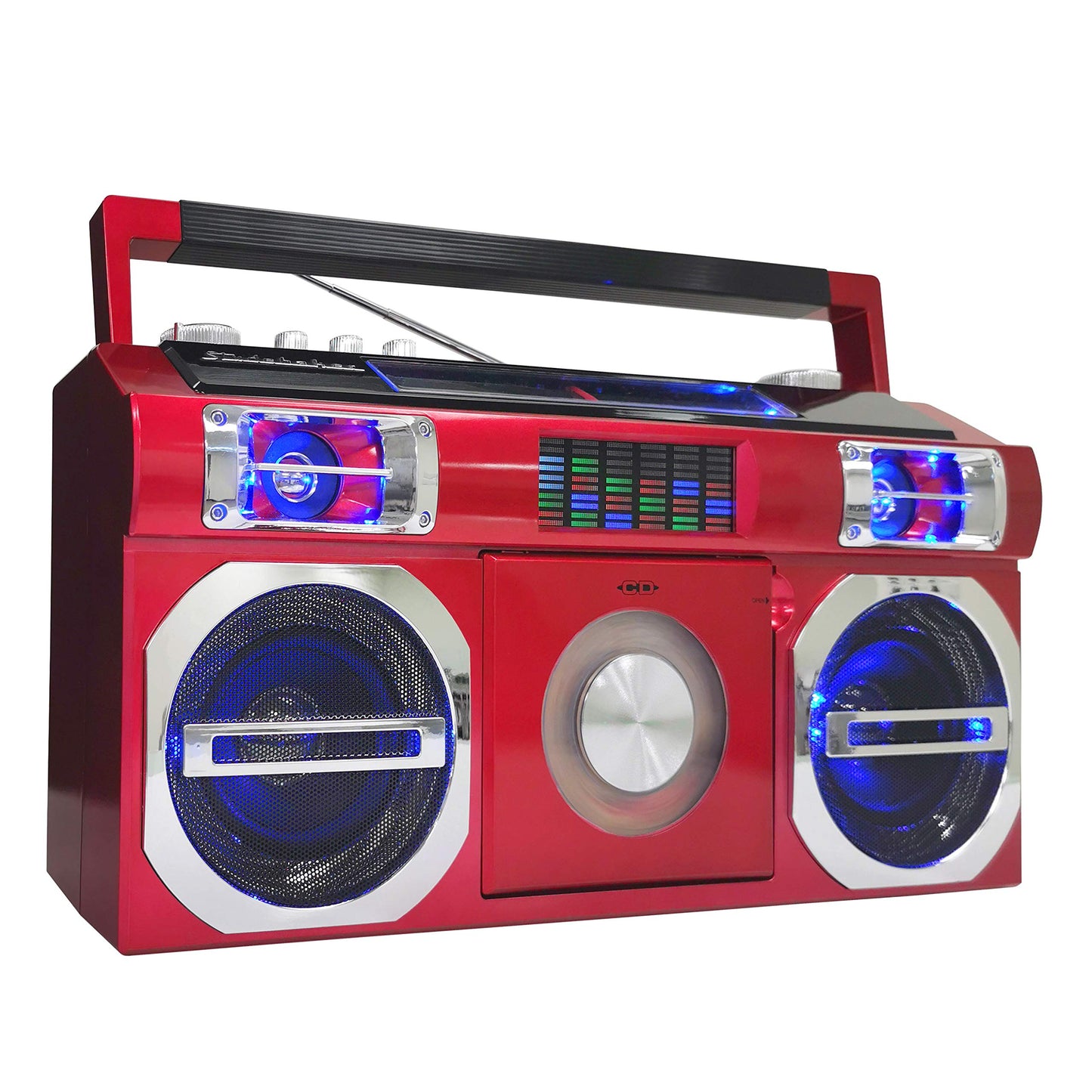 Boombox Bluetooth Retro Studebaker Rojo con Radio FM y Reproductor de CD
