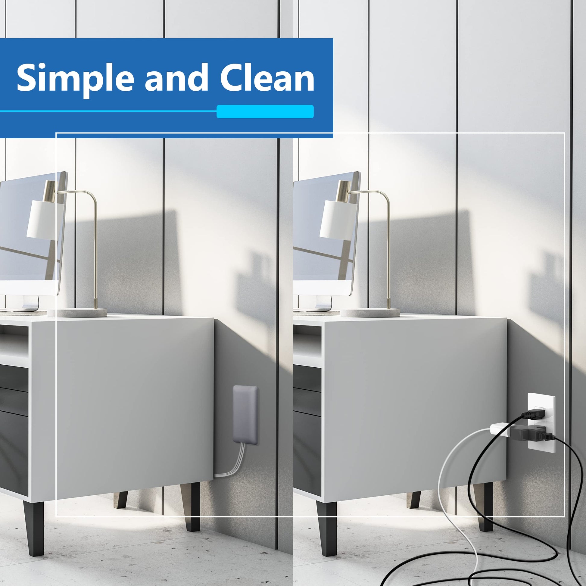 LIDER Extensor de salida de cara plana con 3 receptáculos, enchufe ultrafino de placa de pared con extensor de cable y tira de alimentación de 3 tomas, cable de 91.44 cm, LWE3-315-SV, SV