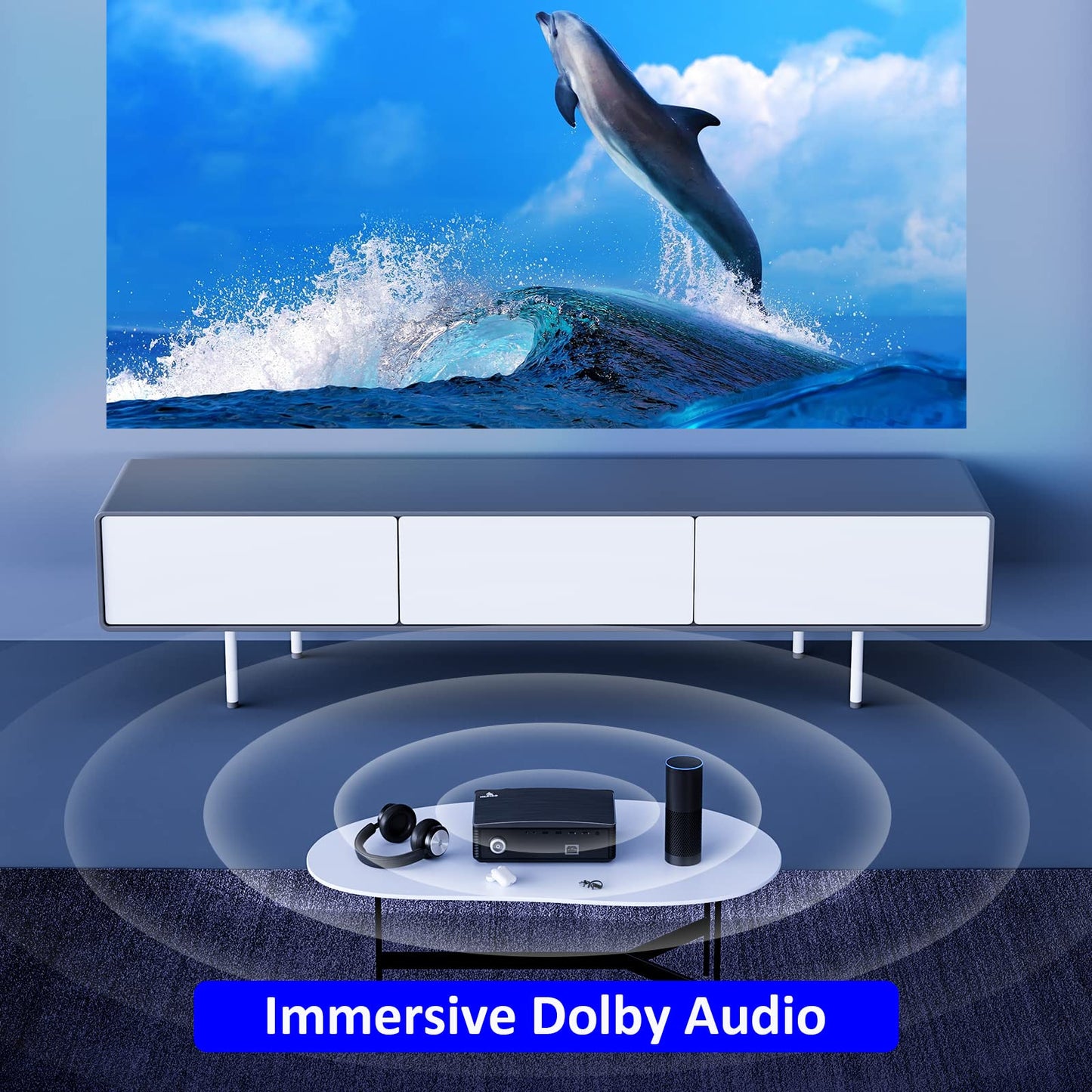 NexiGo Native 1080P Proyector PJ20, [350ANSI - Más de 9500 Lux Brillo], Wi-Fi 5G, proyector de películas, Bluetooth 5.1, compatible con TV Stick, iPhone, Android, portátil, consola (Reacondicionado)