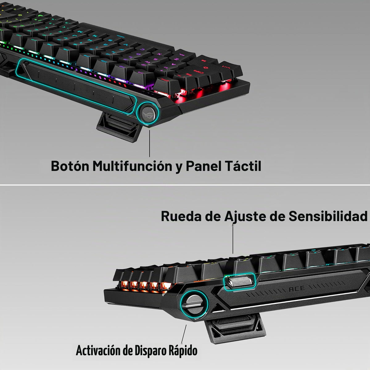 Teclado Analógico para Juegos ASUS ROG Falchion Ace 75 HE Blanco con Interruptor Magnético Intercambiable y Disparador Rápido